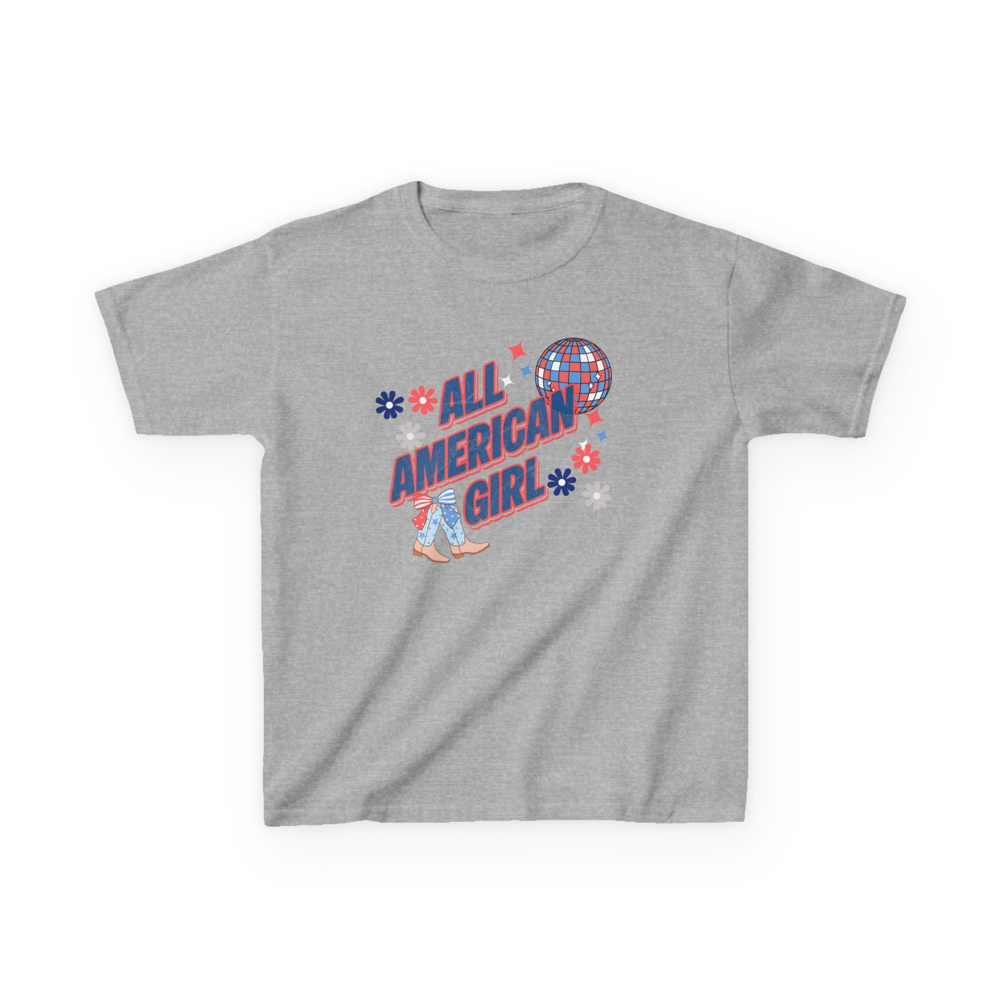 All American Girl Kids T-Shirt — Patriotic 4th of July Tee