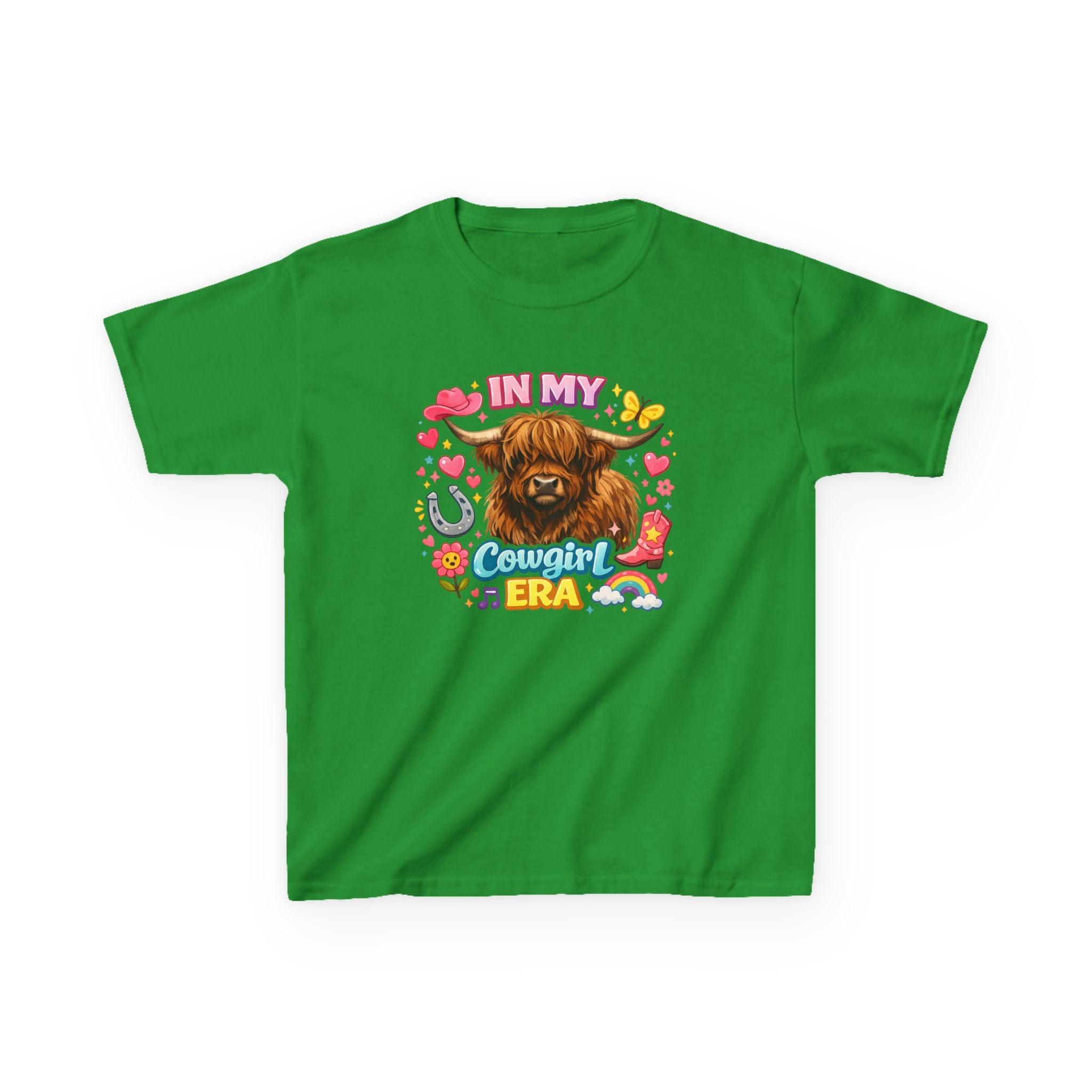 Kids Tee — "In My Cowgirl Era" Highland Cow Graphic