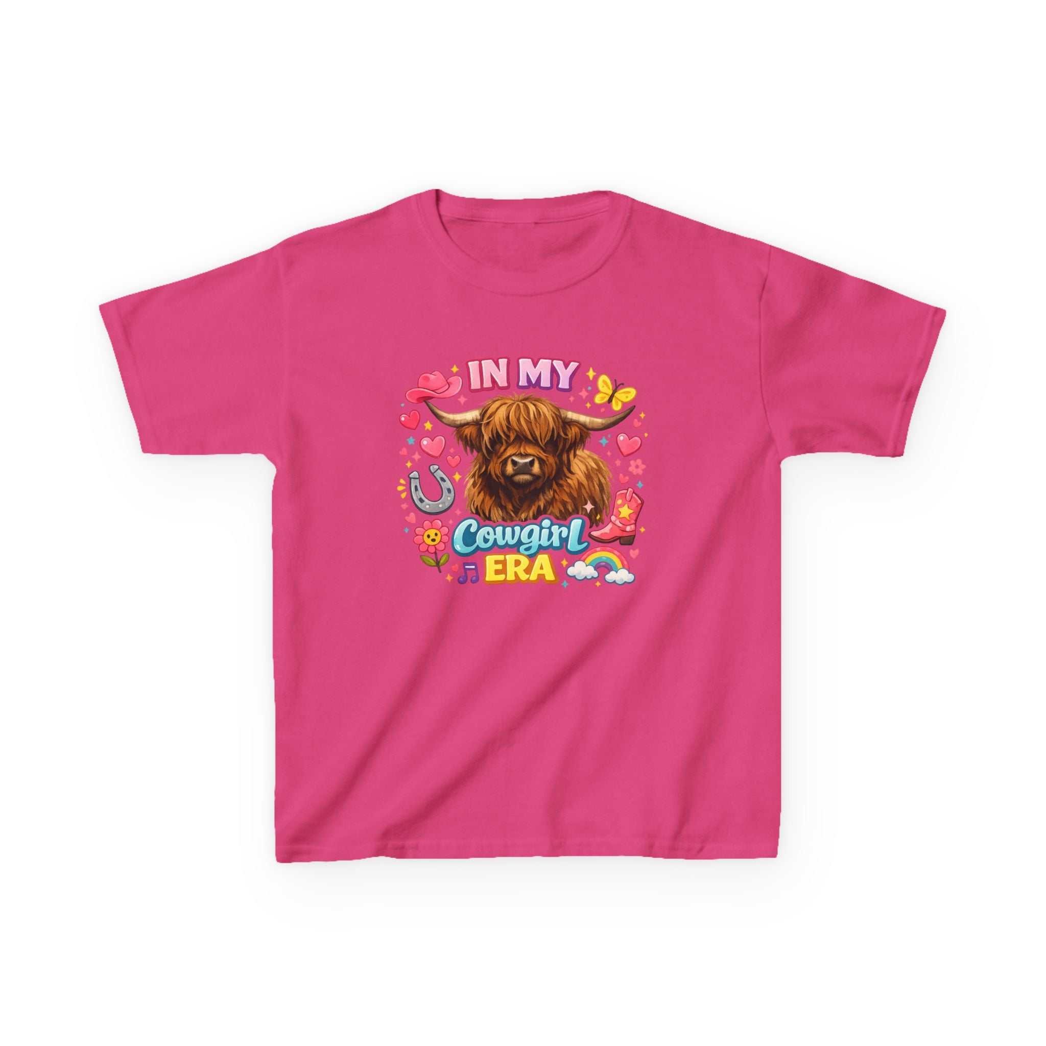 Kids Tee — "In My Cowgirl Era" Highland Cow Graphic