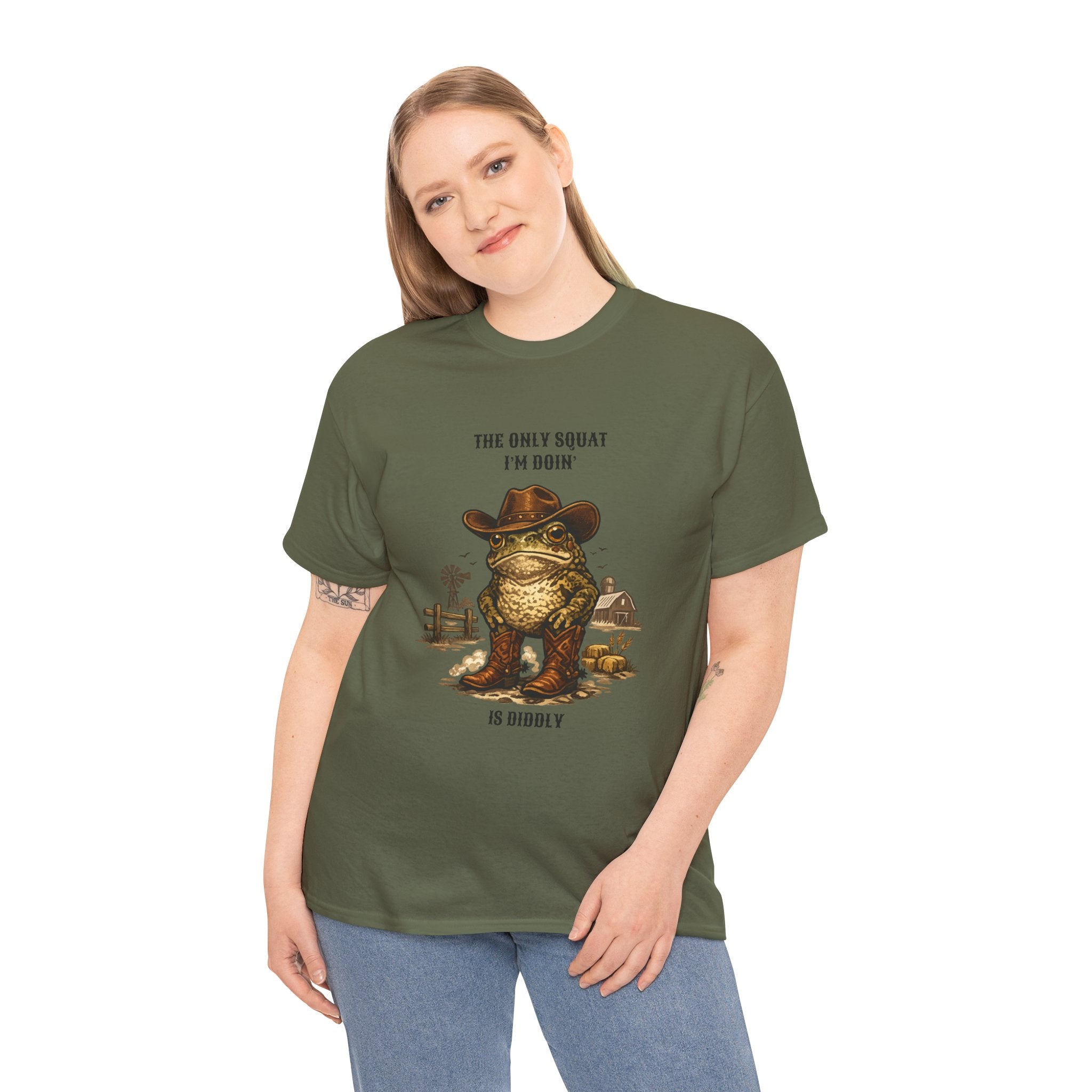 Frog Cowboy Tee — “The Only Squat I’m Doin’ Is Diddle” Funny Western Graphic T-Shirt
