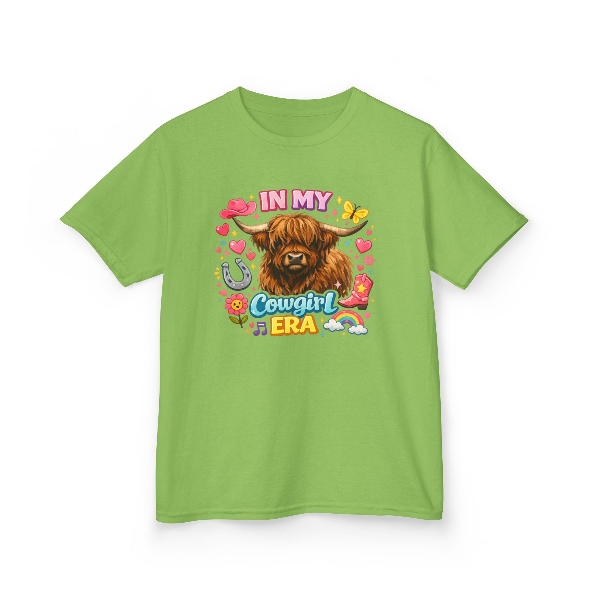 Kids Tee — "In My Cowgirl Era" Highland Cow Graphic