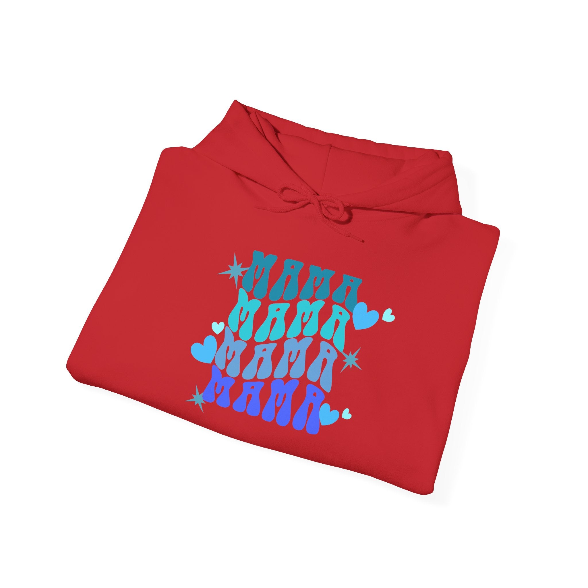 Mama Heart Crewneck Hoodie – Blue Gradient “MAMA” Graphic Sweatshirt