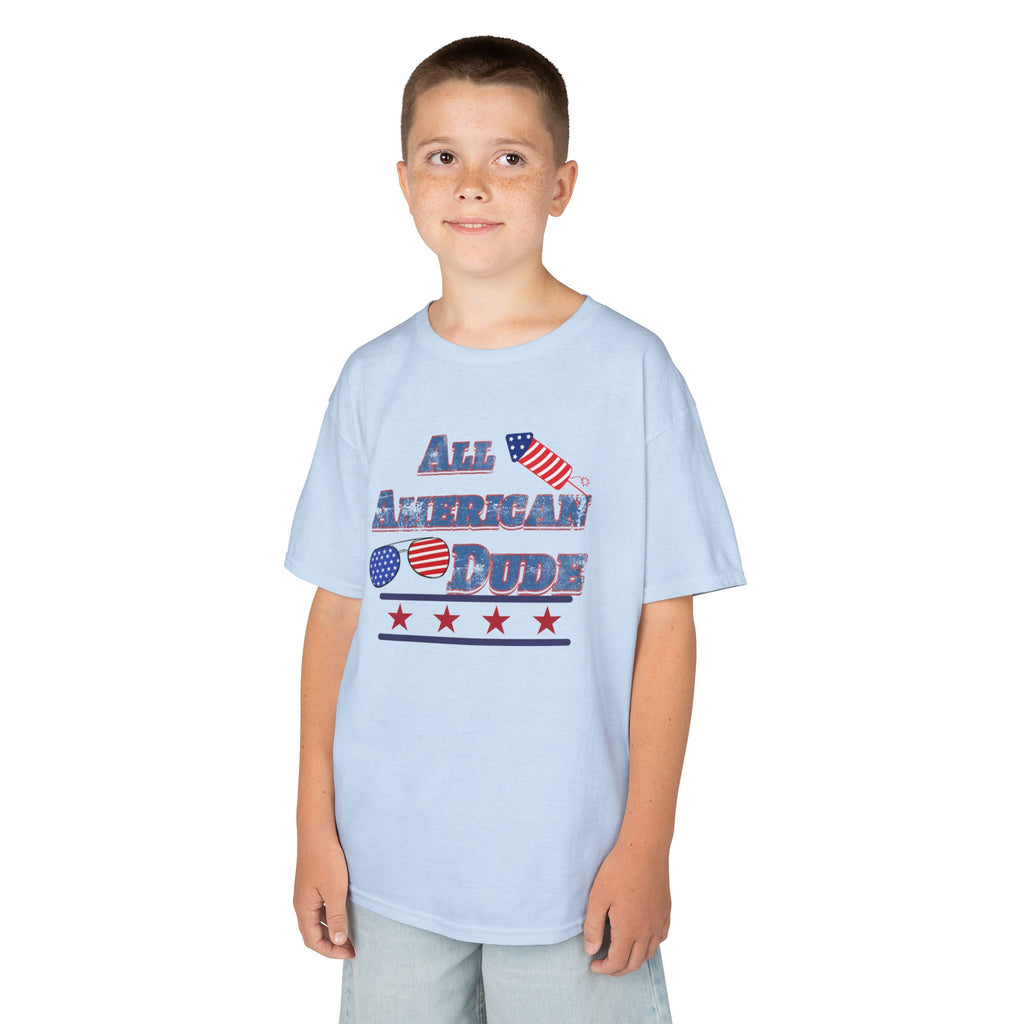 Kids Tee — "All American Dude" Patriotic 4th of July T-Shirt