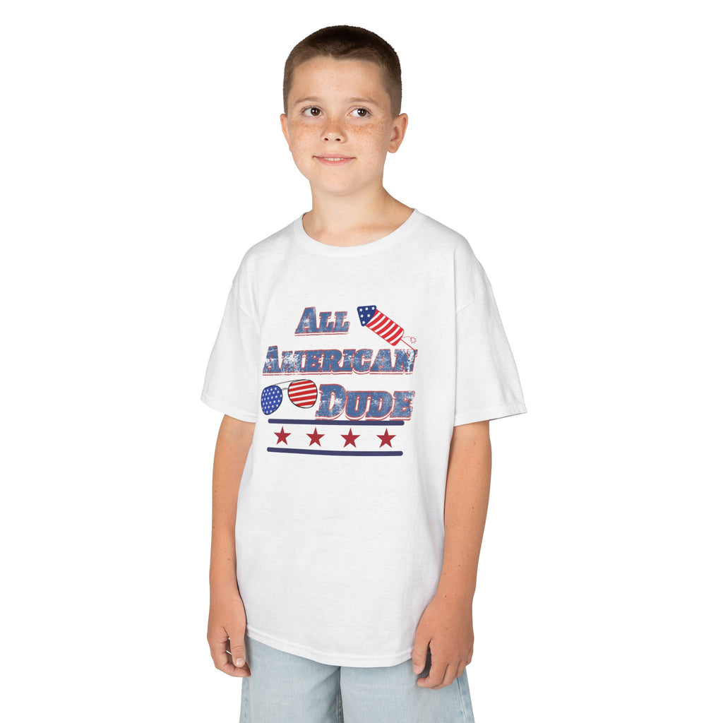 Kids Tee — "All American Dude" Patriotic 4th of July T-Shirt