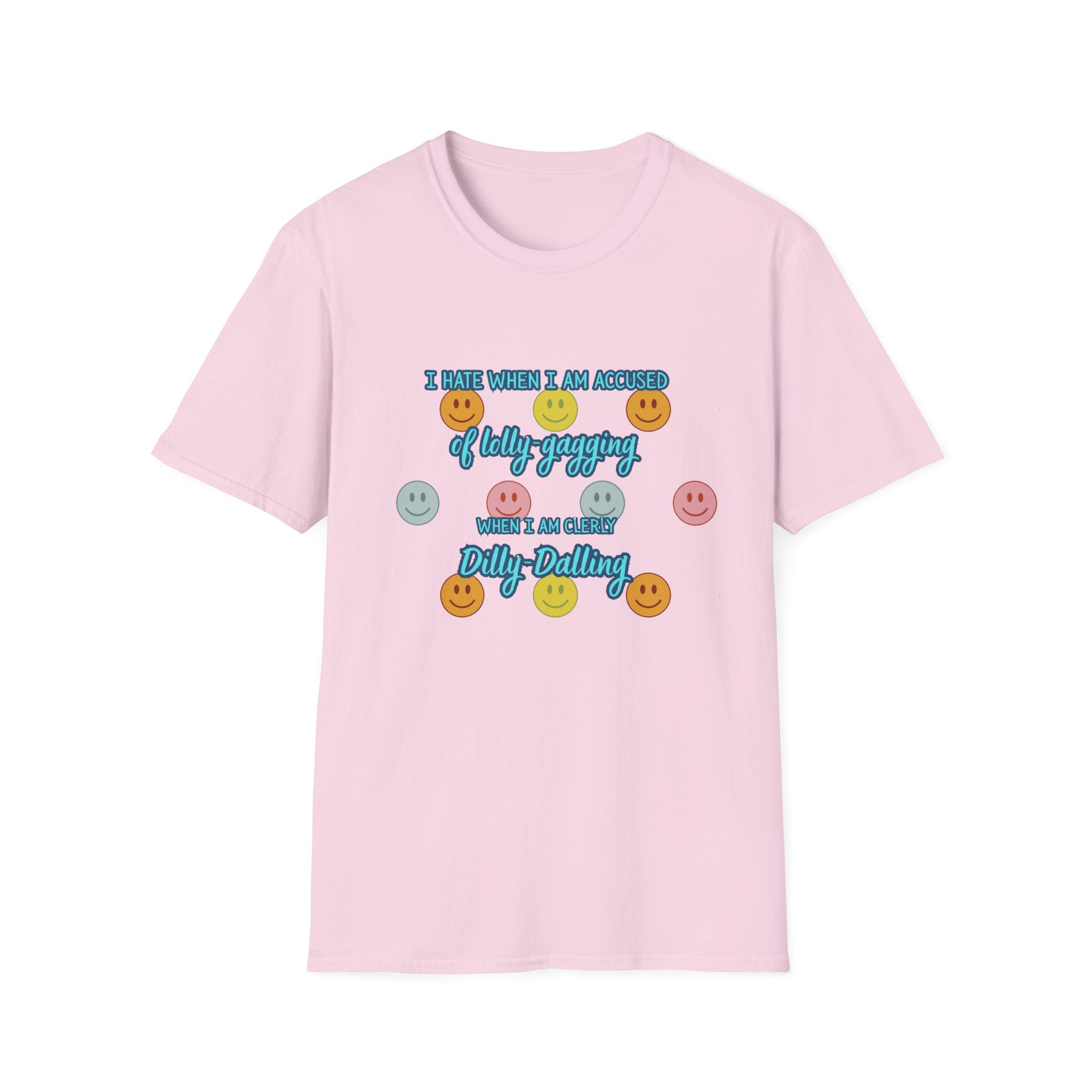 Funny 'I Hate When I Am accused of lolly-gagging' Graphic T-Shirt — Retro Smiley Face Design