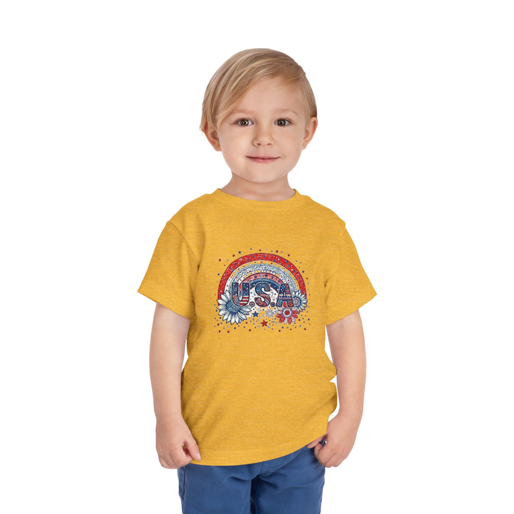 Toddler Tee — USA Rainbow Floral Patriotic 4th of July Shirt