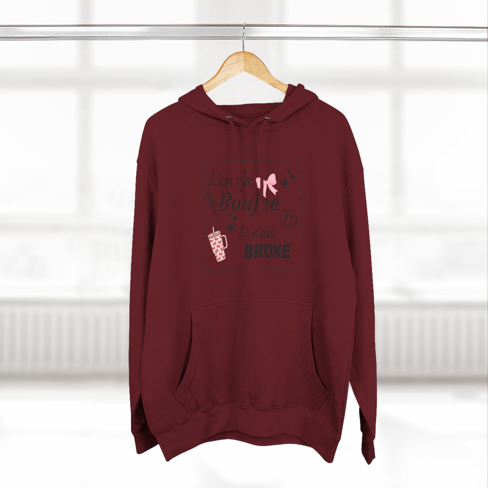Boujee But Broke Hoodie — Cute Graphic Fleece Pullover