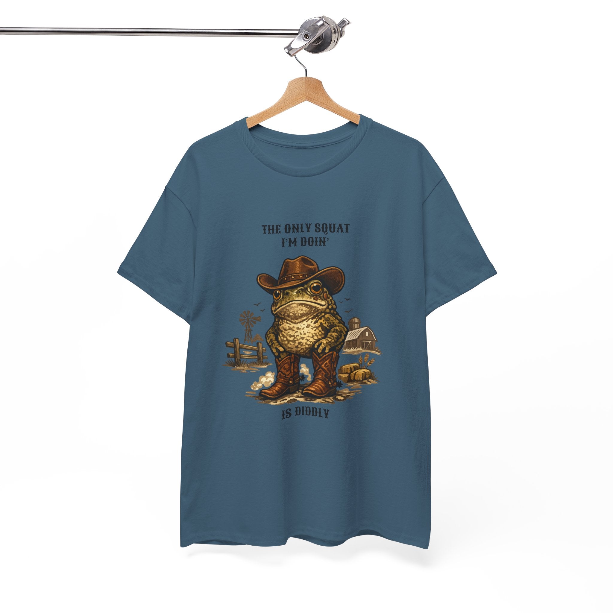 Frog Cowboy Tee — “The Only Squat I’m Doin’ Is Diddle” Funny Western Graphic T-Shirt
