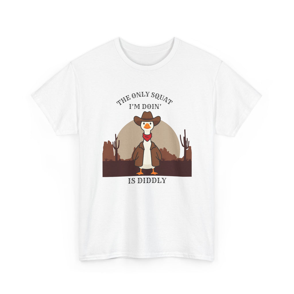 Cowboy Ferret Graphic Tee — "The Only Squat I'm Doin' Is Diddly" Cute Western Animal T-Shirt
