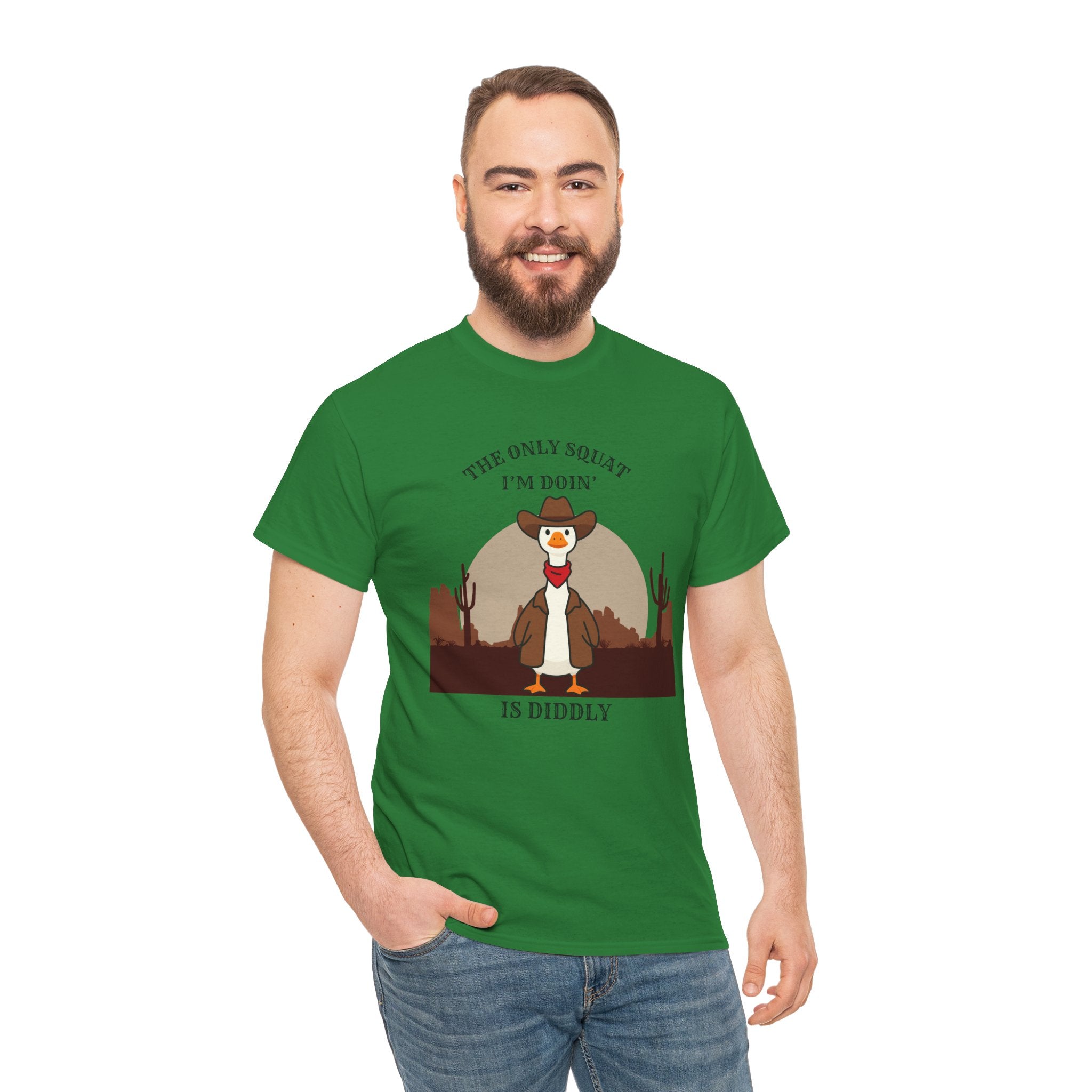 Cowboy Ferret Graphic Tee — "The Only Squat I'm Doin' Is Diddly" Cute Western Animal T-Shirt