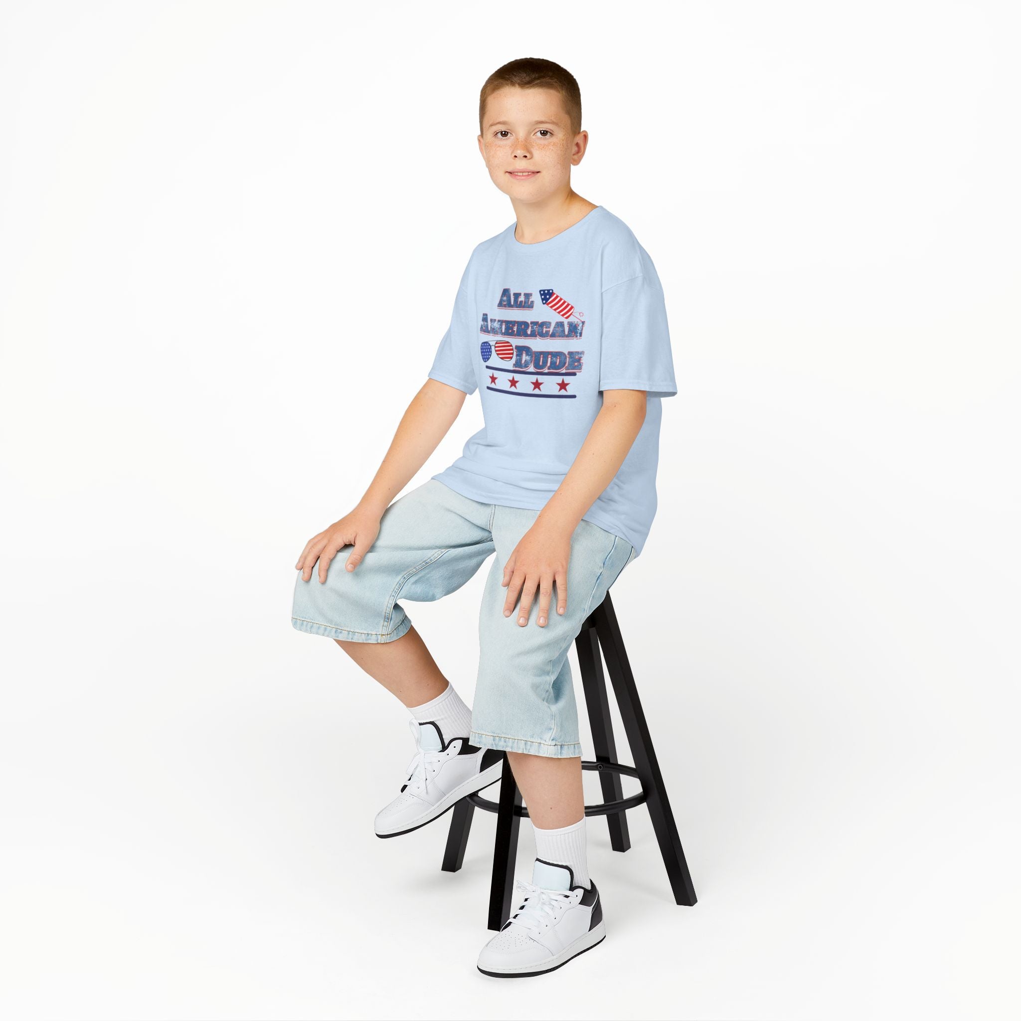 Kids Tee — "All American Dude" Patriotic 4th of July T-Shirt