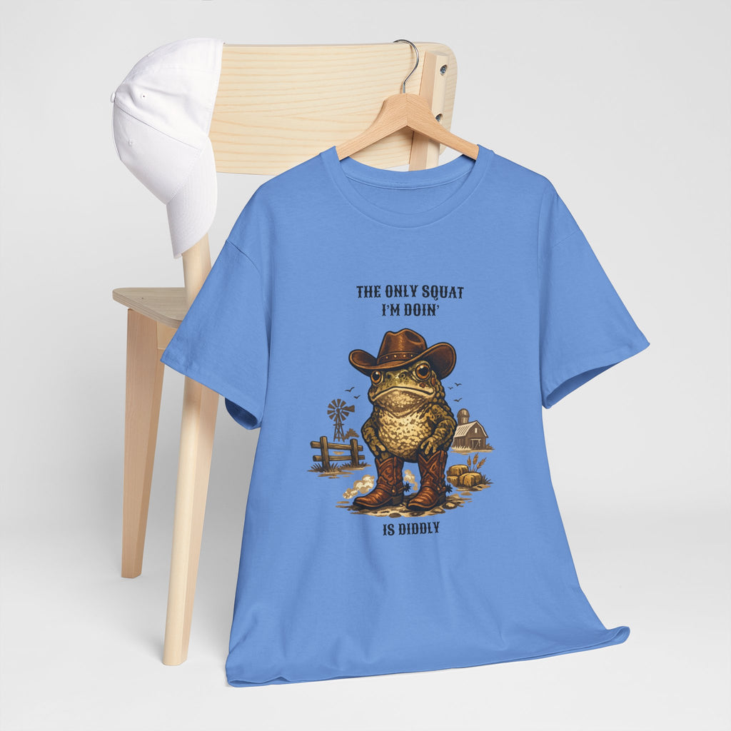 Frog Cowboy Tee — “The Only Squat I’m Doin’ Is Diddle” Funny Western Graphic T-Shirt