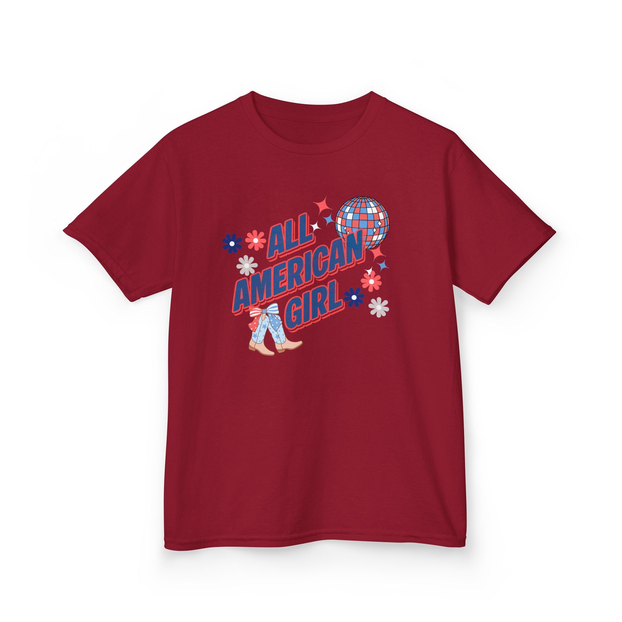 All American Girl Kids T-Shirt — Patriotic 4th of July Tee
