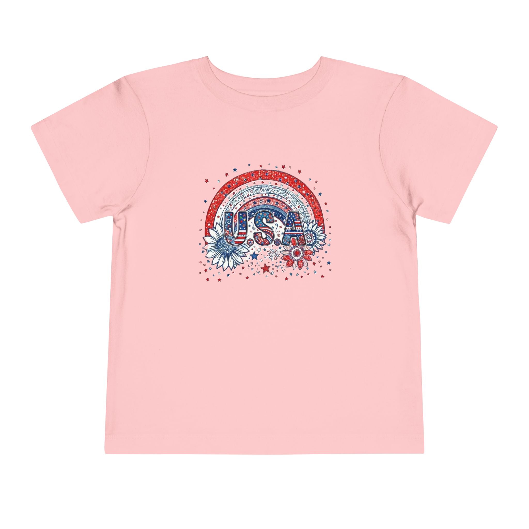 Toddler Tee — USA Rainbow Floral Patriotic 4th of July Shirt