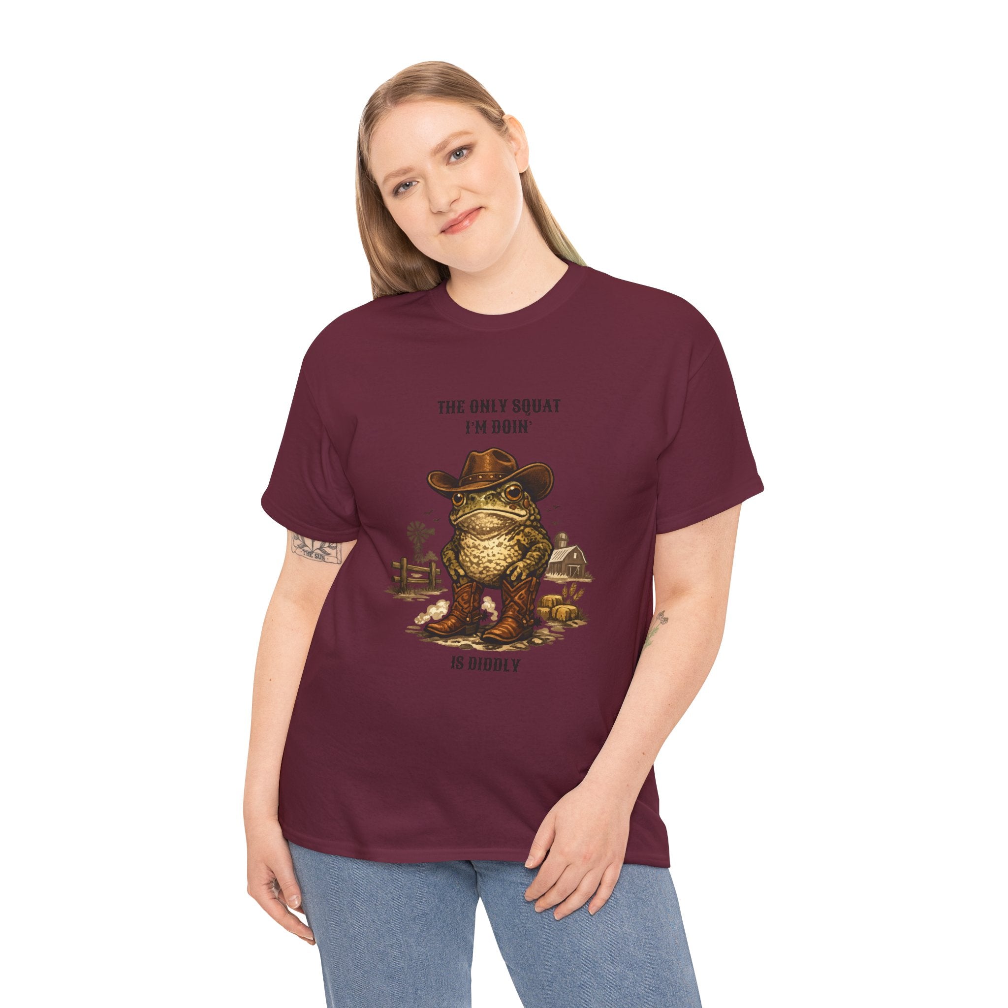 Frog Cowboy Tee — “The Only Squat I’m Doin’ Is Diddle” Funny Western Graphic T-Shirt