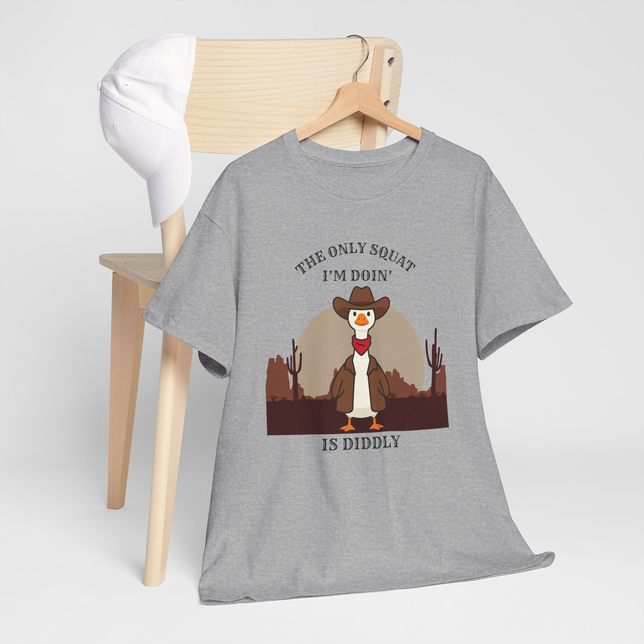 Cowboy Ferret Graphic Tee — "The Only Squat I'm Doin' Is Diddly" Cute Western Animal T-Shirt