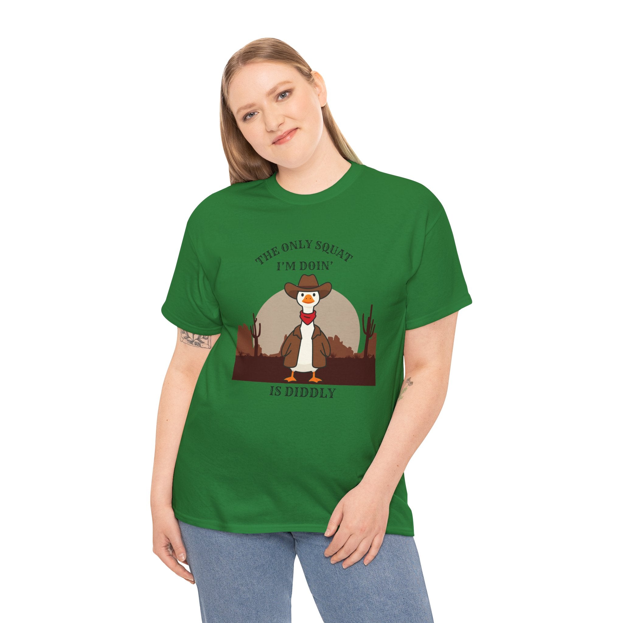 Cowboy Ferret Graphic Tee — "The Only Squat I'm Doin' Is Diddly" Cute Western Animal T-Shirt