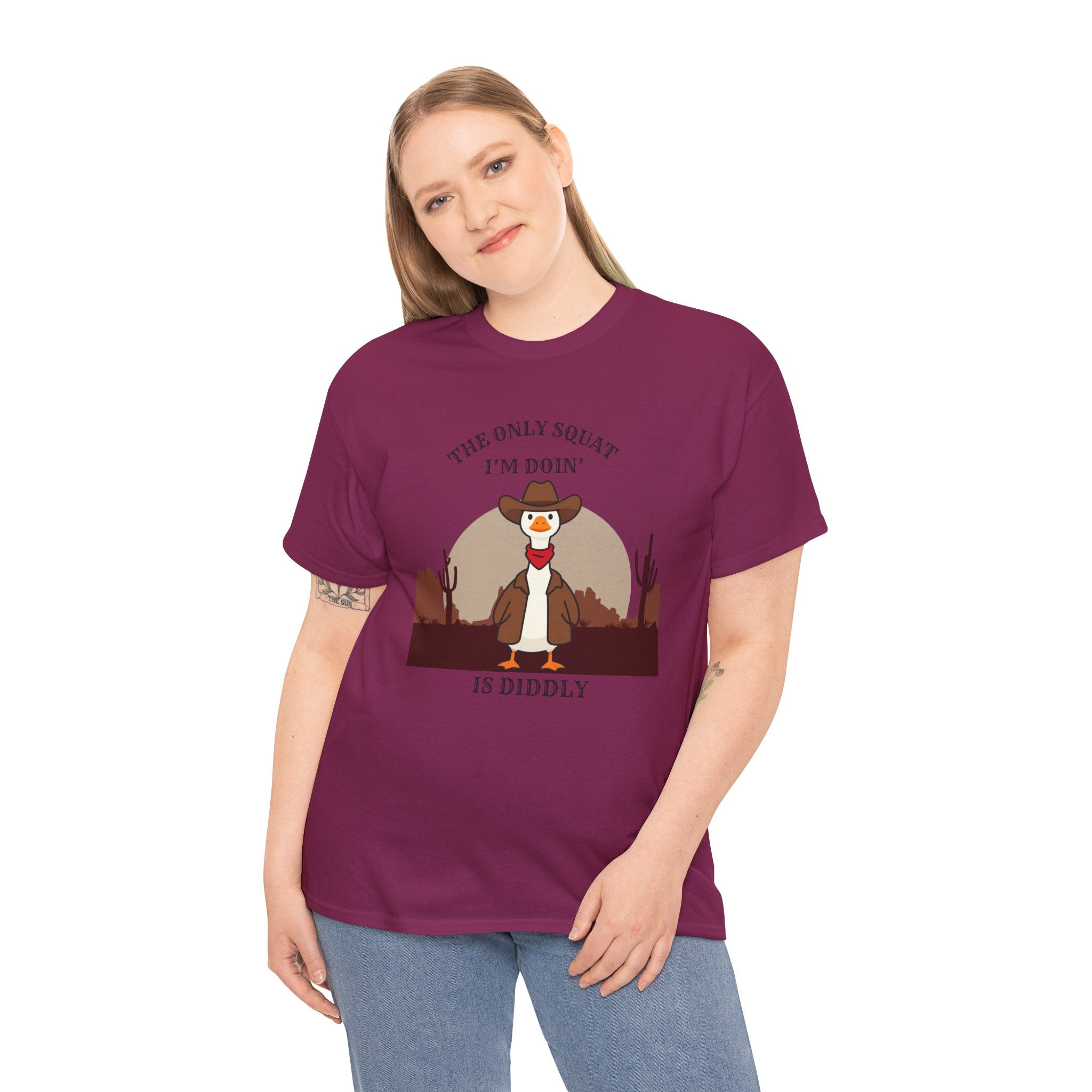 Cowboy Ferret Graphic Tee — "The Only Squat I'm Doin' Is Diddly" Cute Western Animal T-Shirt