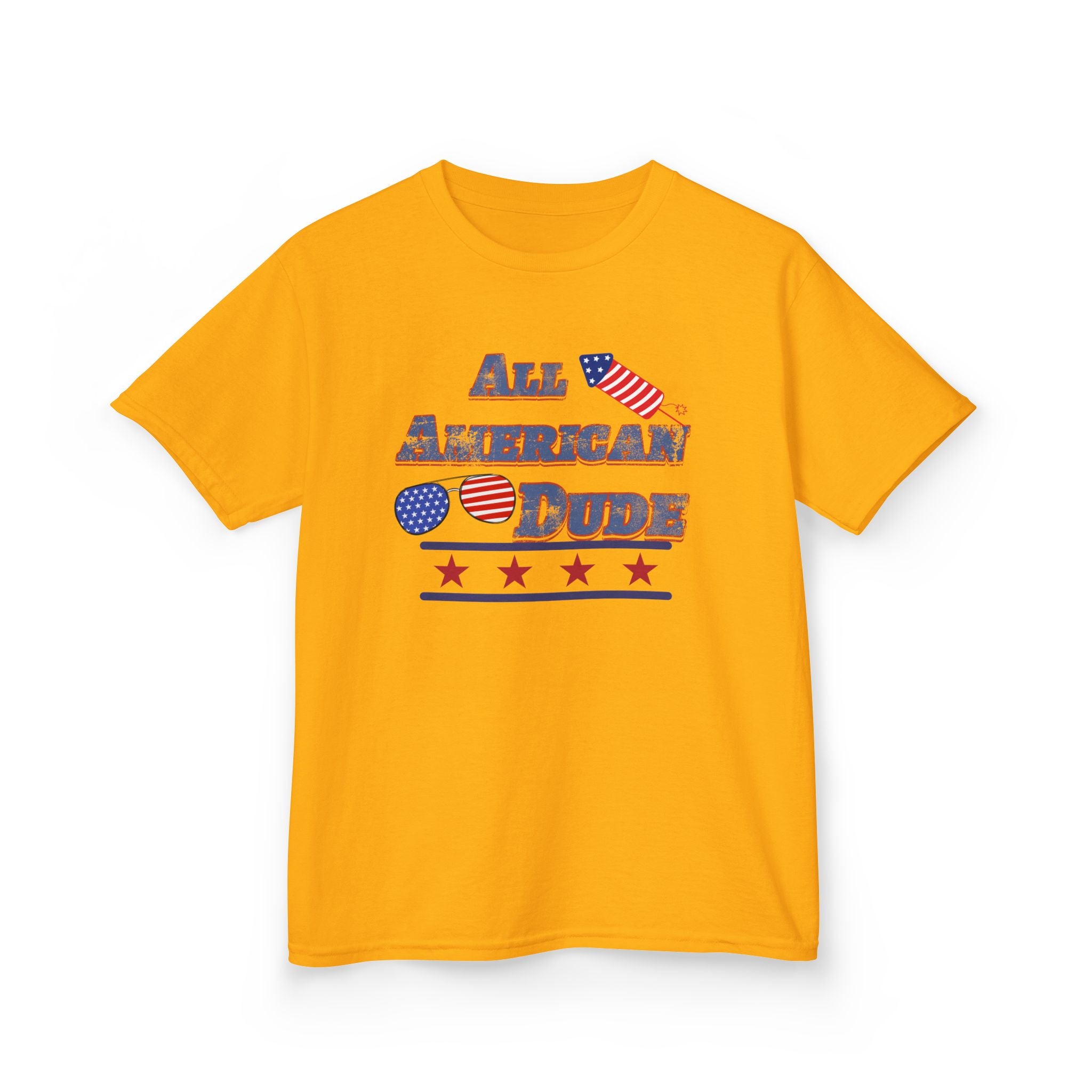 Kids Tee — "All American Dude" Patriotic 4th of July T-Shirt