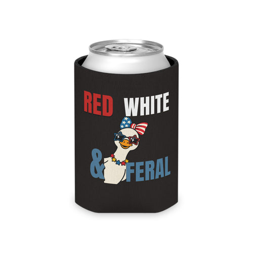 Can Cooler - "Red White & Feral" Patriotic Party Koozie