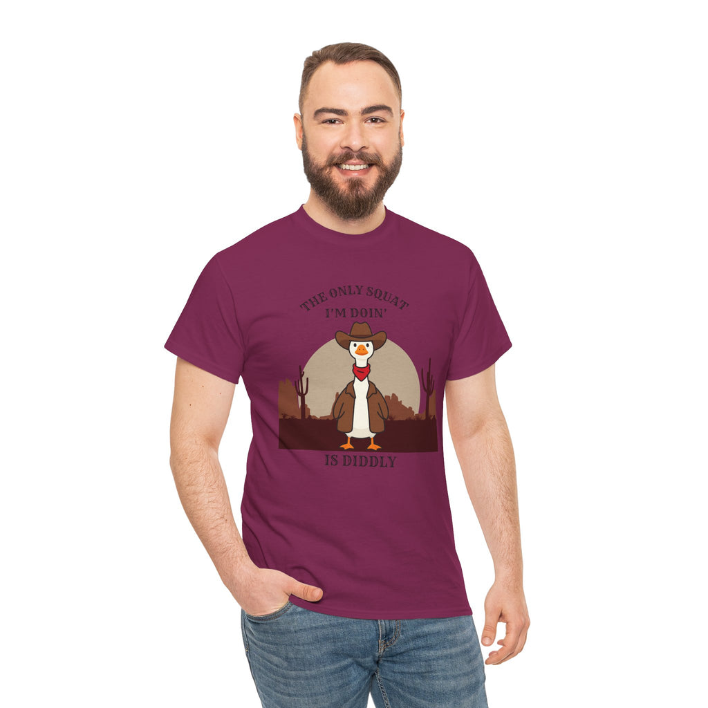 Cowboy Ferret Graphic Tee — "The Only Squat I'm Doin' Is Diddly" Cute Western Animal T-Shirt
