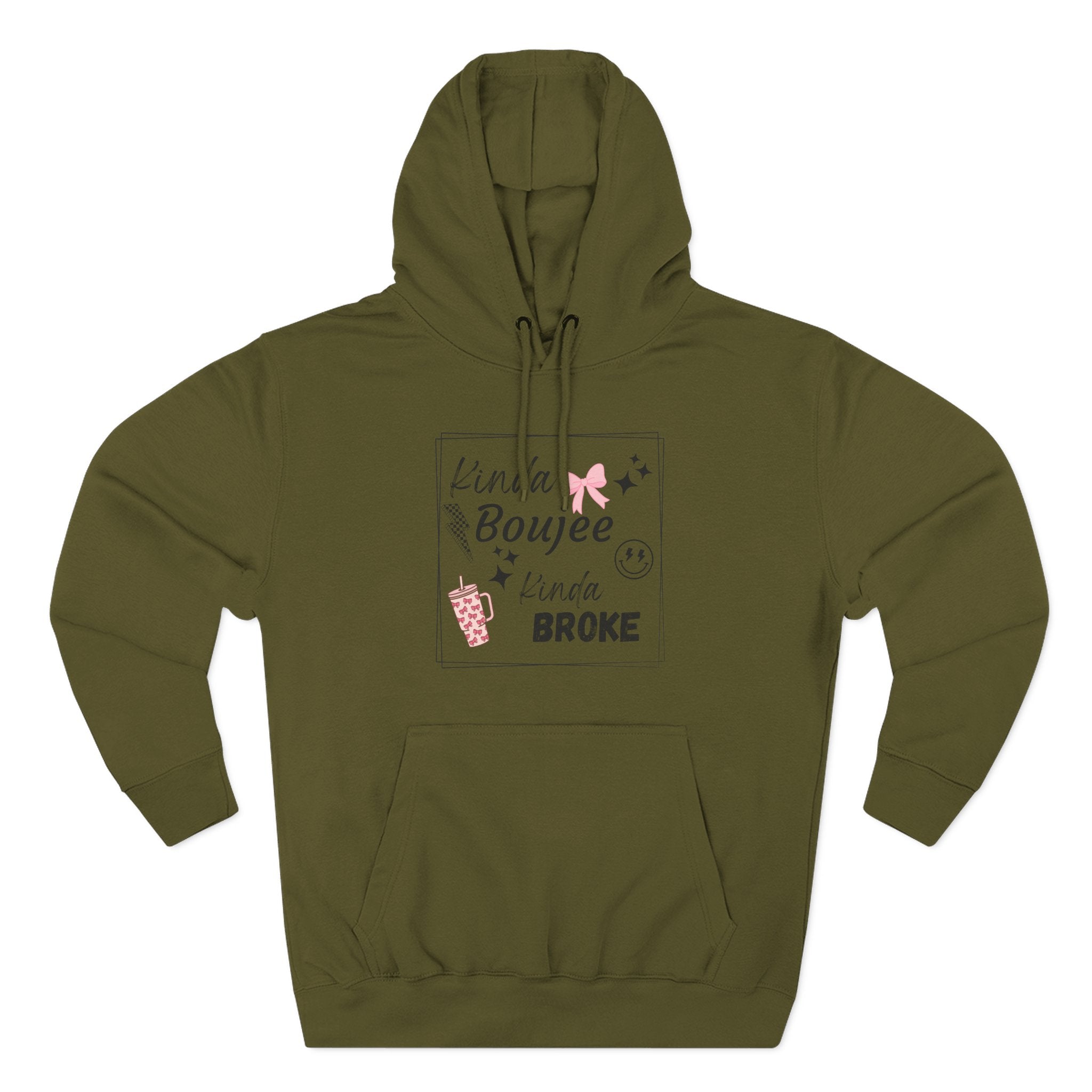 Boujee But Broke Hoodie — Cute Graphic Fleece Pullover