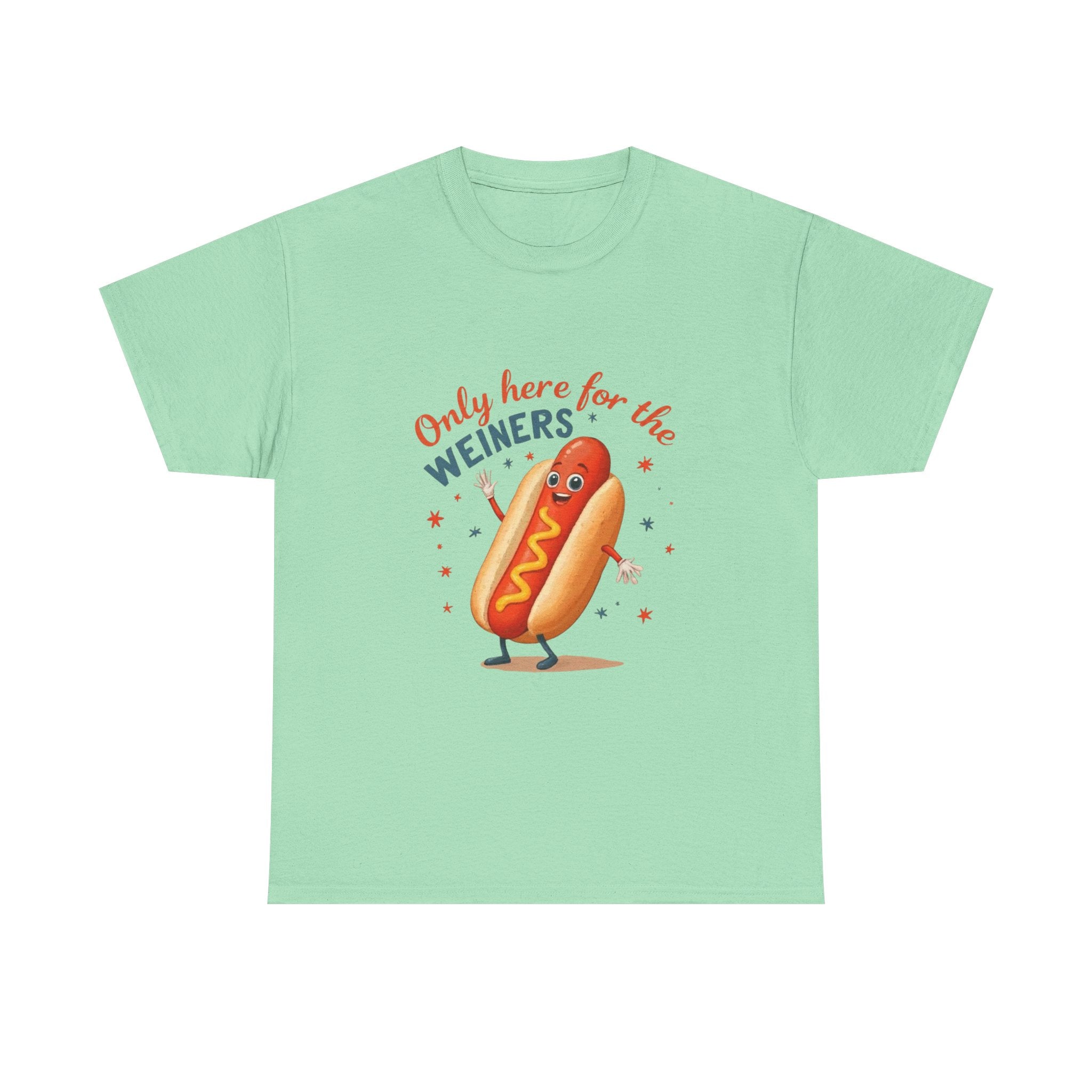Funny Hot Dog Tee — "Only Here for the Weiners" Graphic T-Shirt