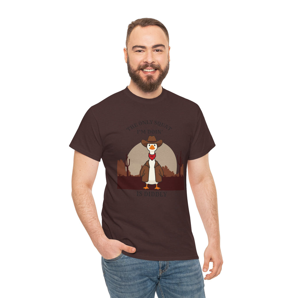 Cowboy Ferret Graphic Tee — "The Only Squat I'm Doin' Is Diddly" Cute Western Animal T-Shirt