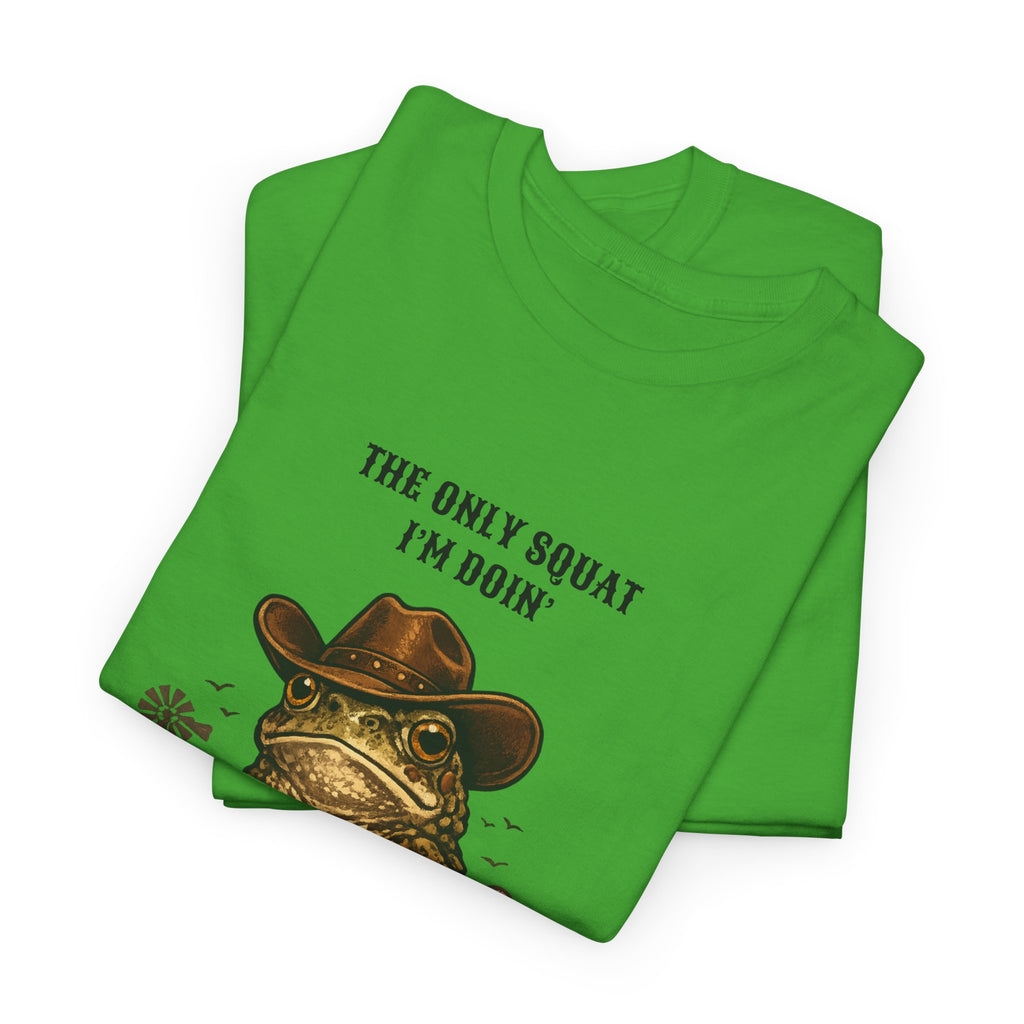 Frog Cowboy Tee — “The Only Squat I’m Doin’ Is Diddle” Funny Western Graphic T-Shirt