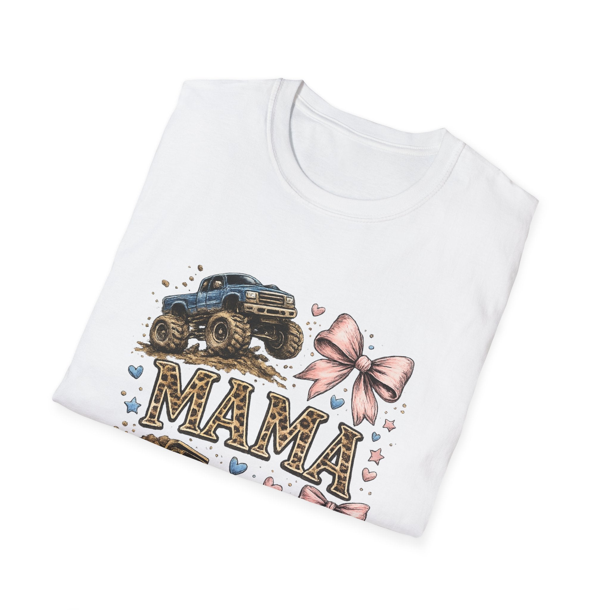 Mama Jeep & Ballet Shoes T-Shirt — 'MAMA' Graphic Tee with Trucks, Bows & Ballet Slippers