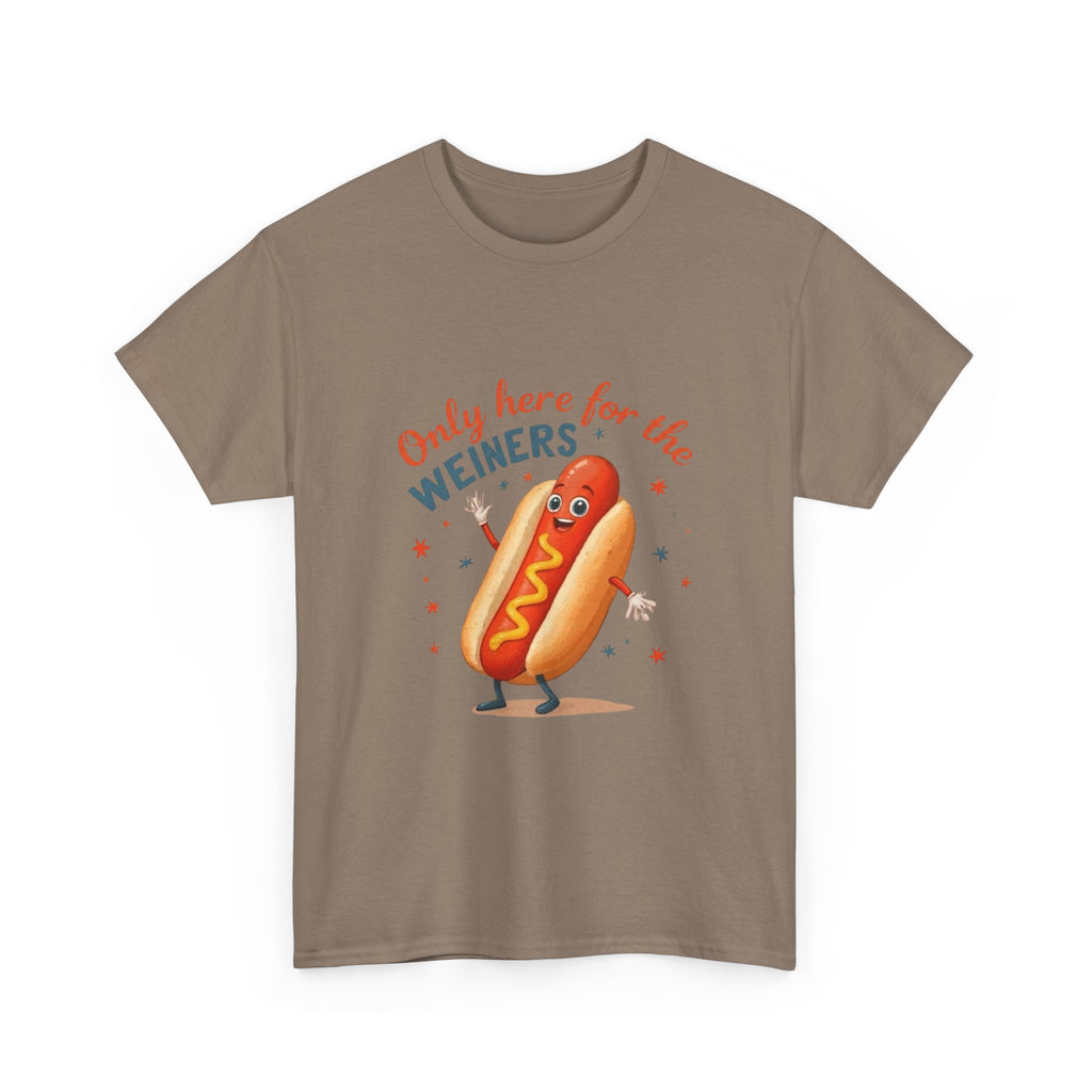 Funny Hot Dog Tee — "Only Here for the Weiners" Graphic T-Shirt
