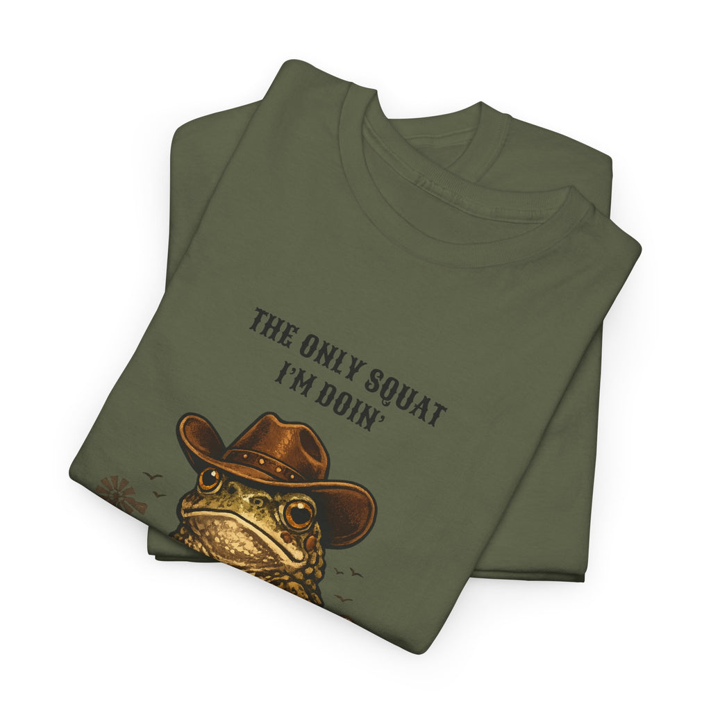 Frog Cowboy Tee — “The Only Squat I’m Doin’ Is Diddle” Funny Western Graphic T-Shirt