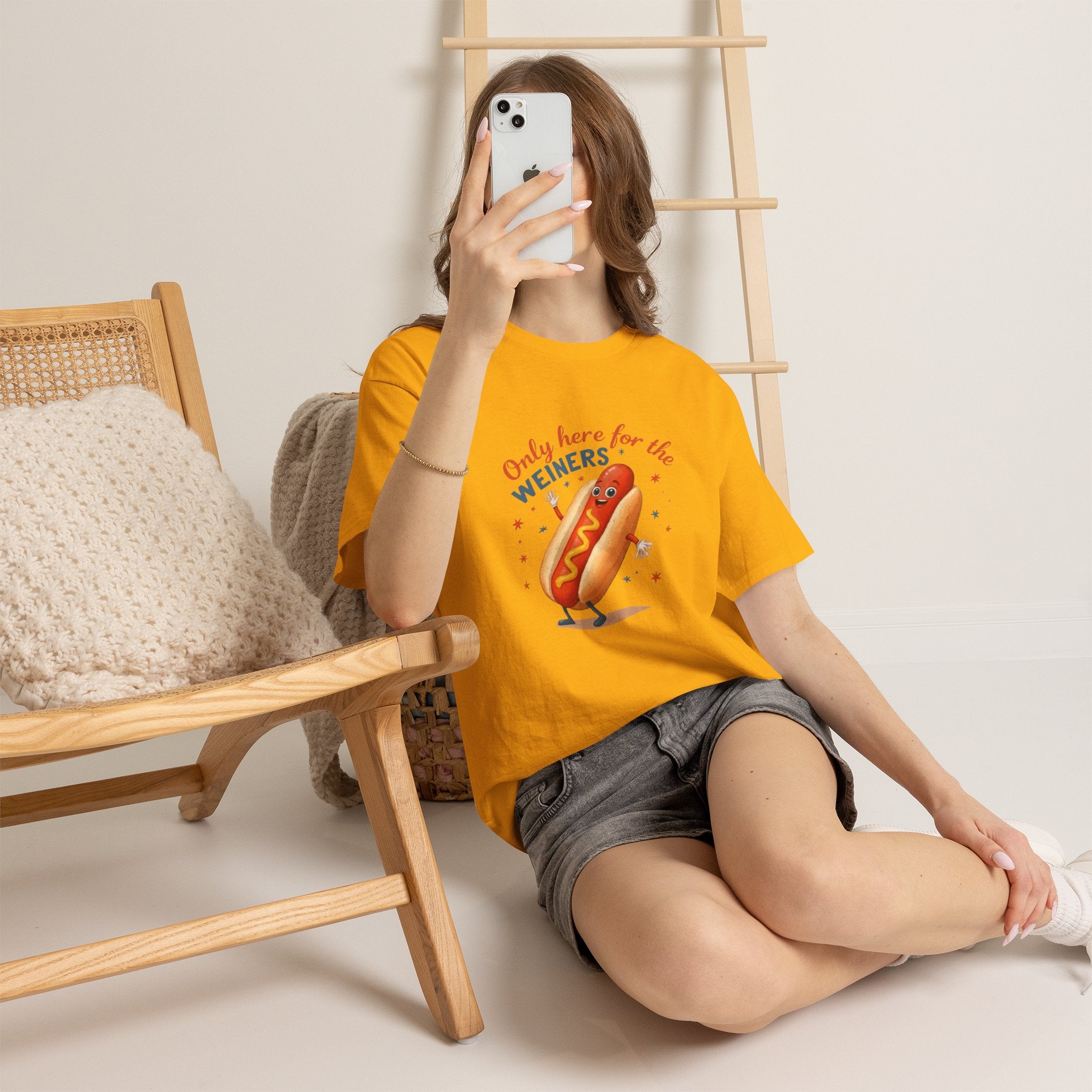 Funny Hot Dog Tee — "Only Here for the Weiners" Graphic T-Shirt