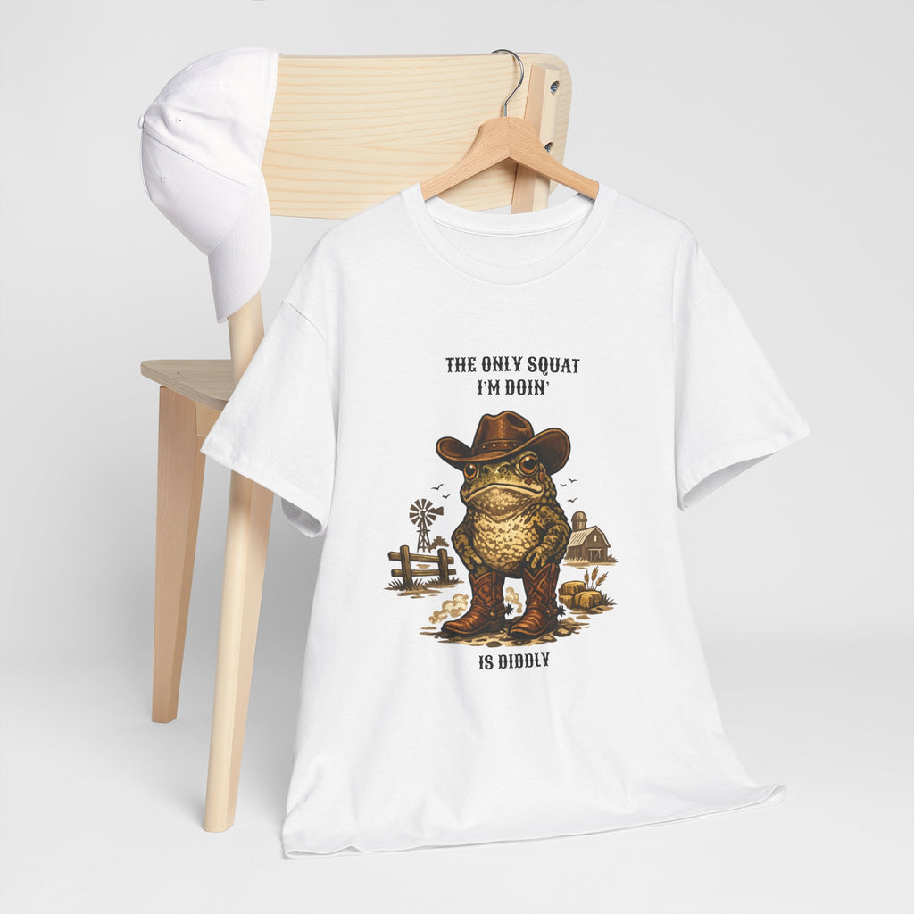 Frog Cowboy Tee — “The Only Squat I’m Doin’ Is Diddle” Funny Western Graphic T-Shirt