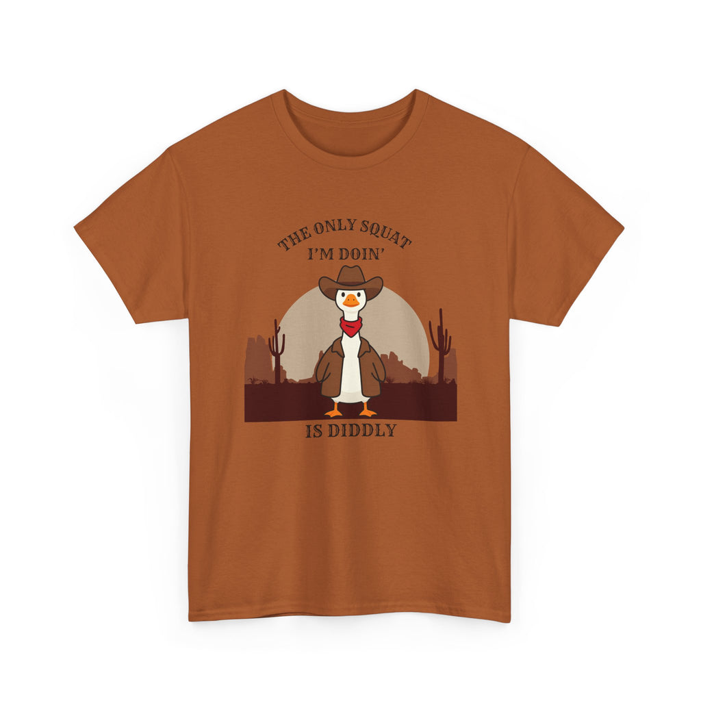 Cowboy Ferret Graphic Tee — "The Only Squat I'm Doin' Is Diddly" Cute Western Animal T-Shirt