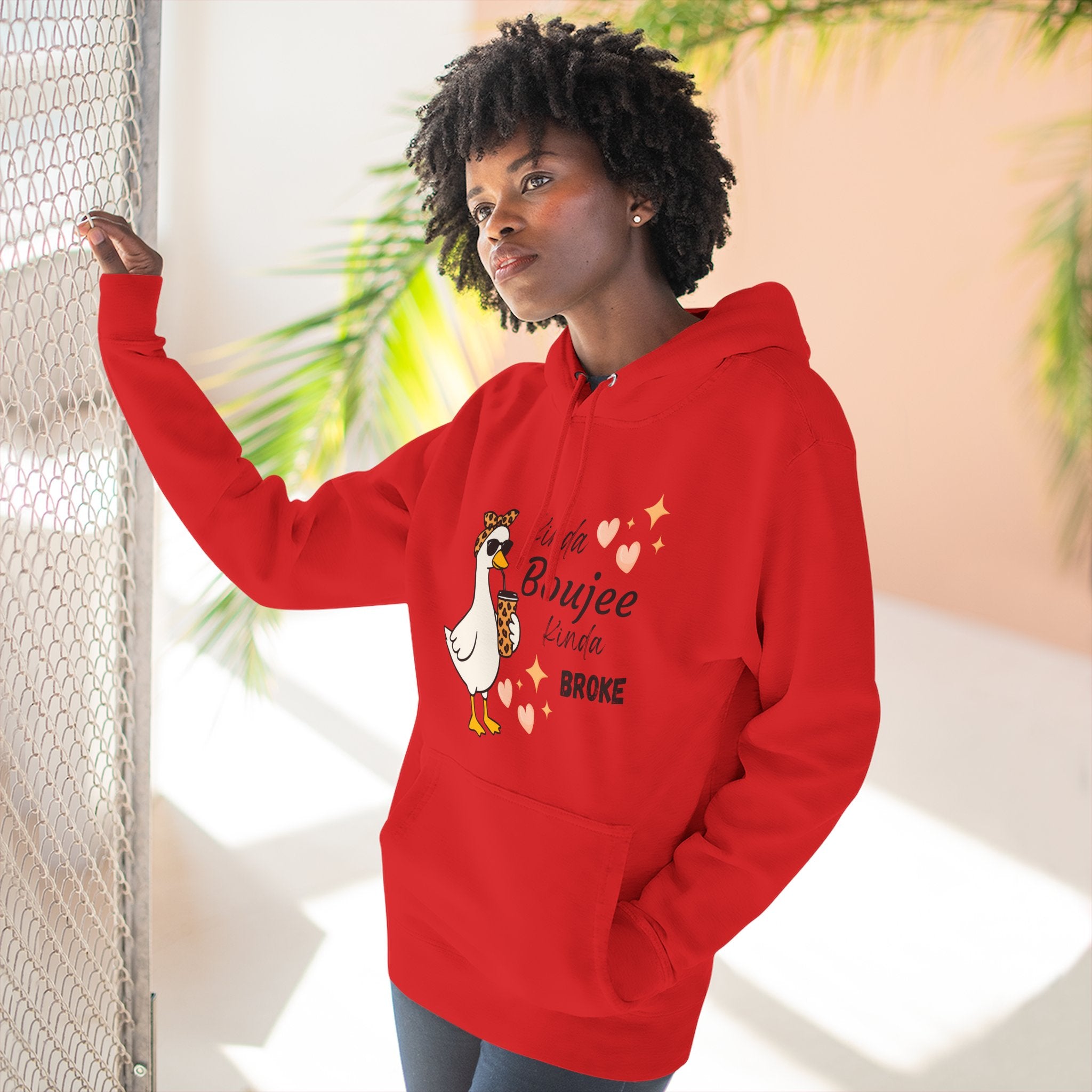 Duck Graphic Hoodie — "A Little Boujee, Kinda Broke" Cute Casual Pullover
