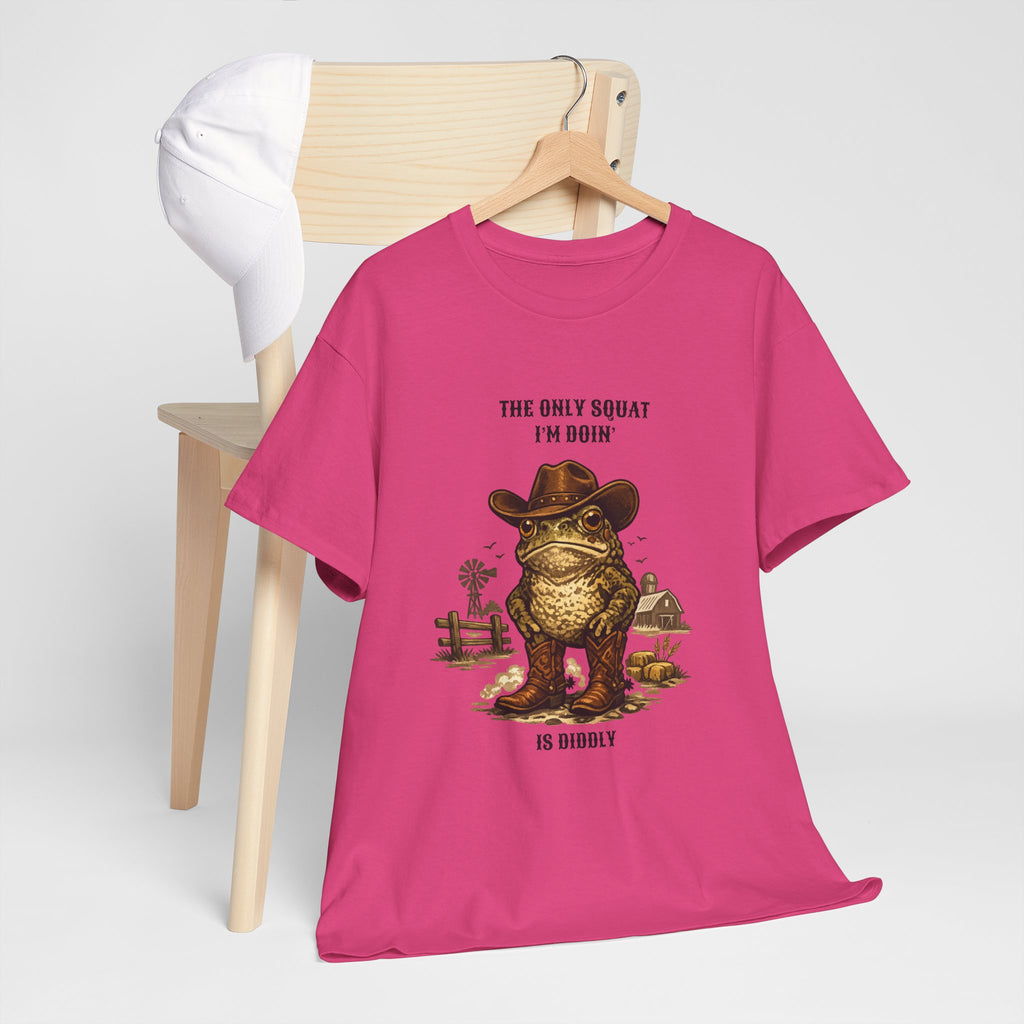Frog Cowboy Tee — “The Only Squat I’m Doin’ Is Diddle” Funny Western Graphic T-Shirt