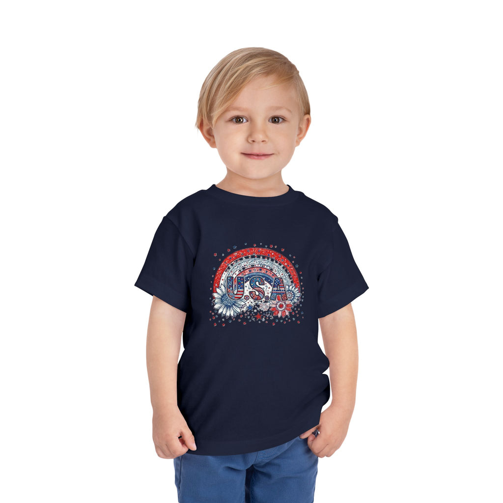 Toddler Tee — USA Rainbow Floral Patriotic 4th of July Shirt