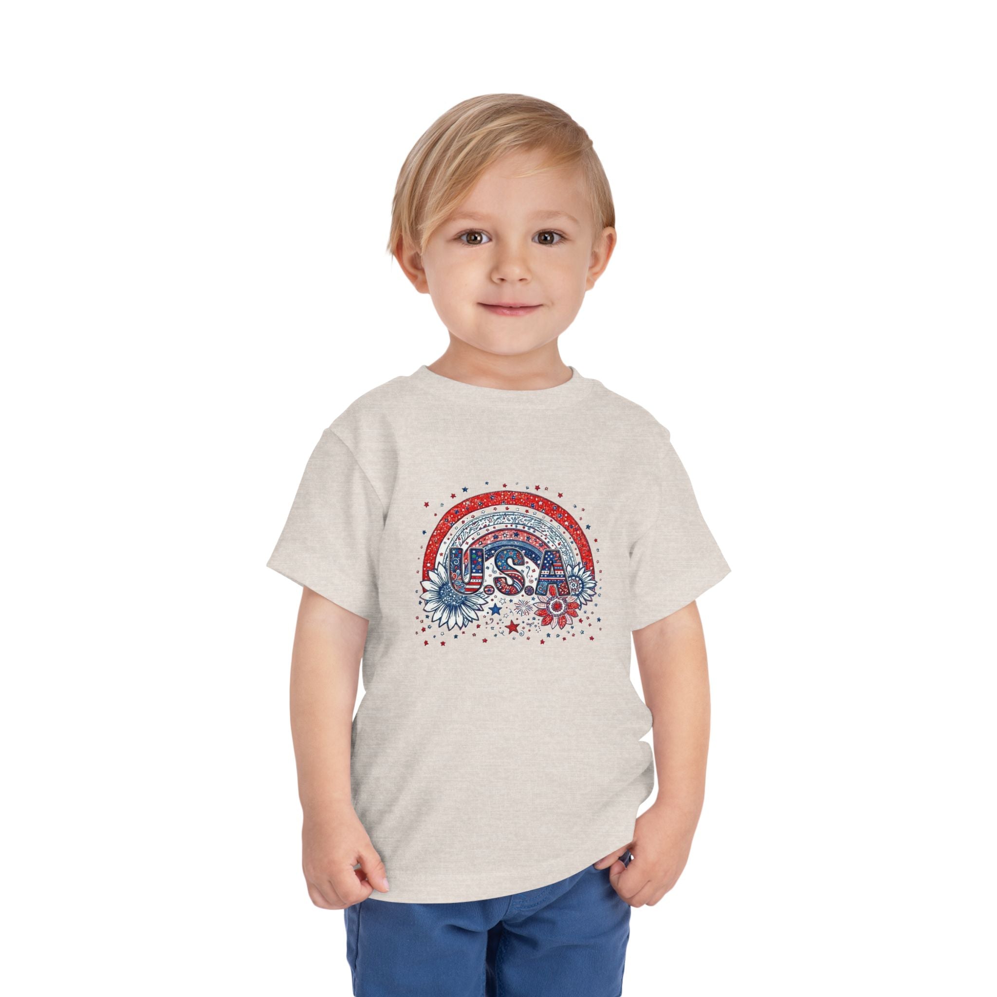Toddler Tee — USA Rainbow Floral Patriotic 4th of July Shirt