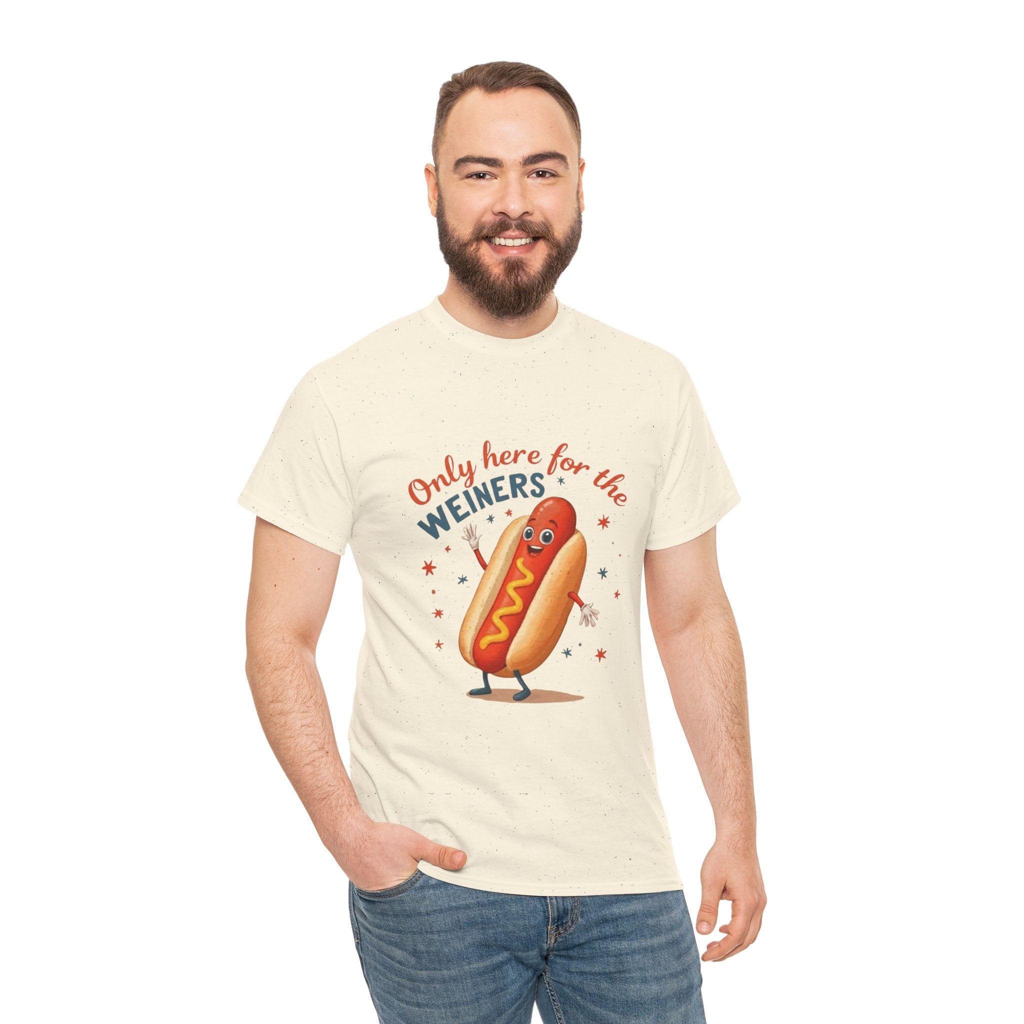 Funny Hot Dog Tee — "Only Here for the Weiners" Graphic T-Shirt
