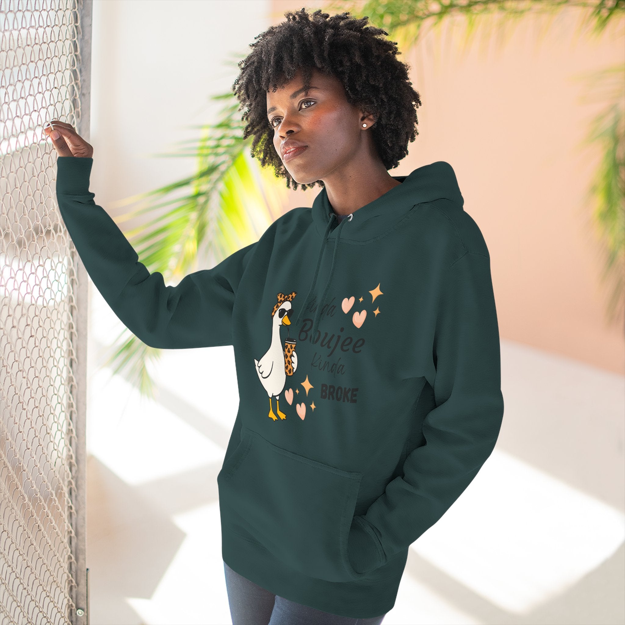 Duck Graphic Hoodie — "A Little Boujee, Kinda Broke" Cute Casual Pullover