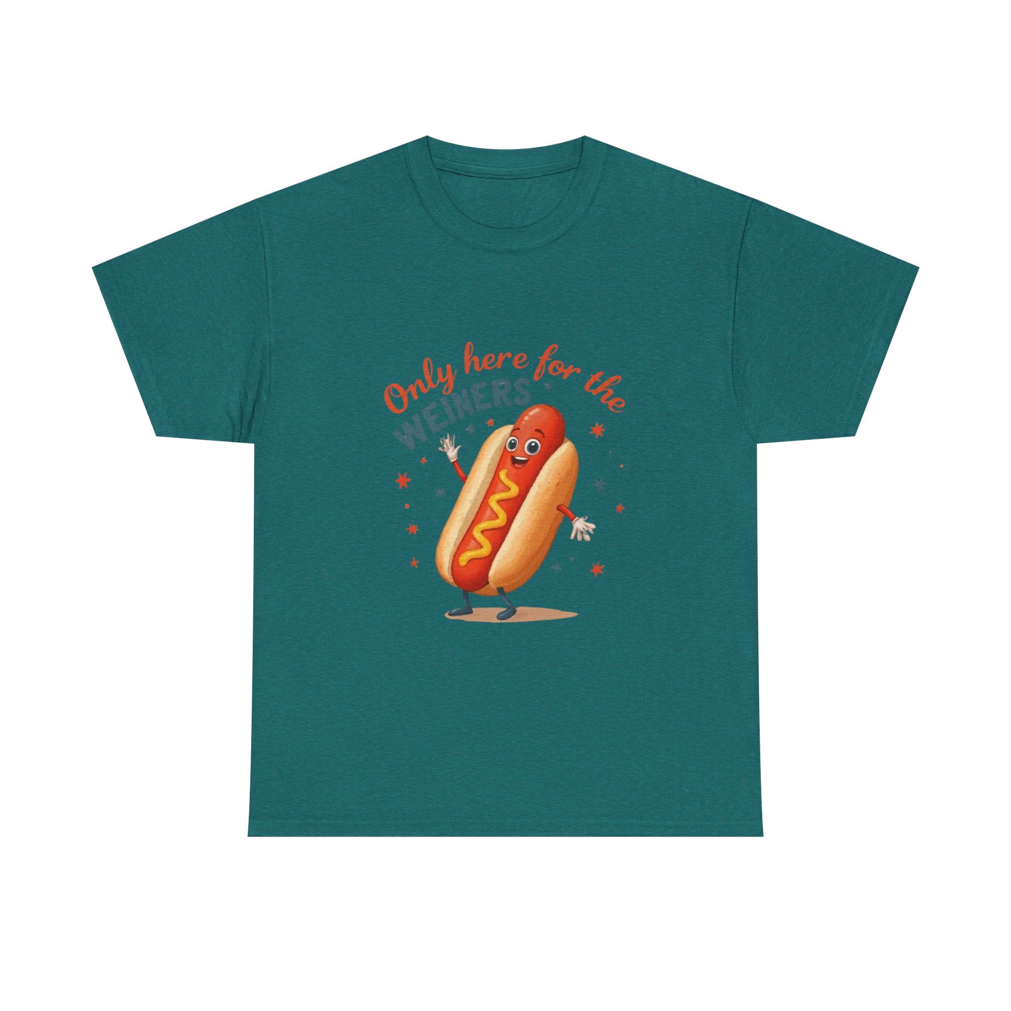 Funny Hot Dog Tee — "Only Here for the Weiners" Graphic T-Shirt