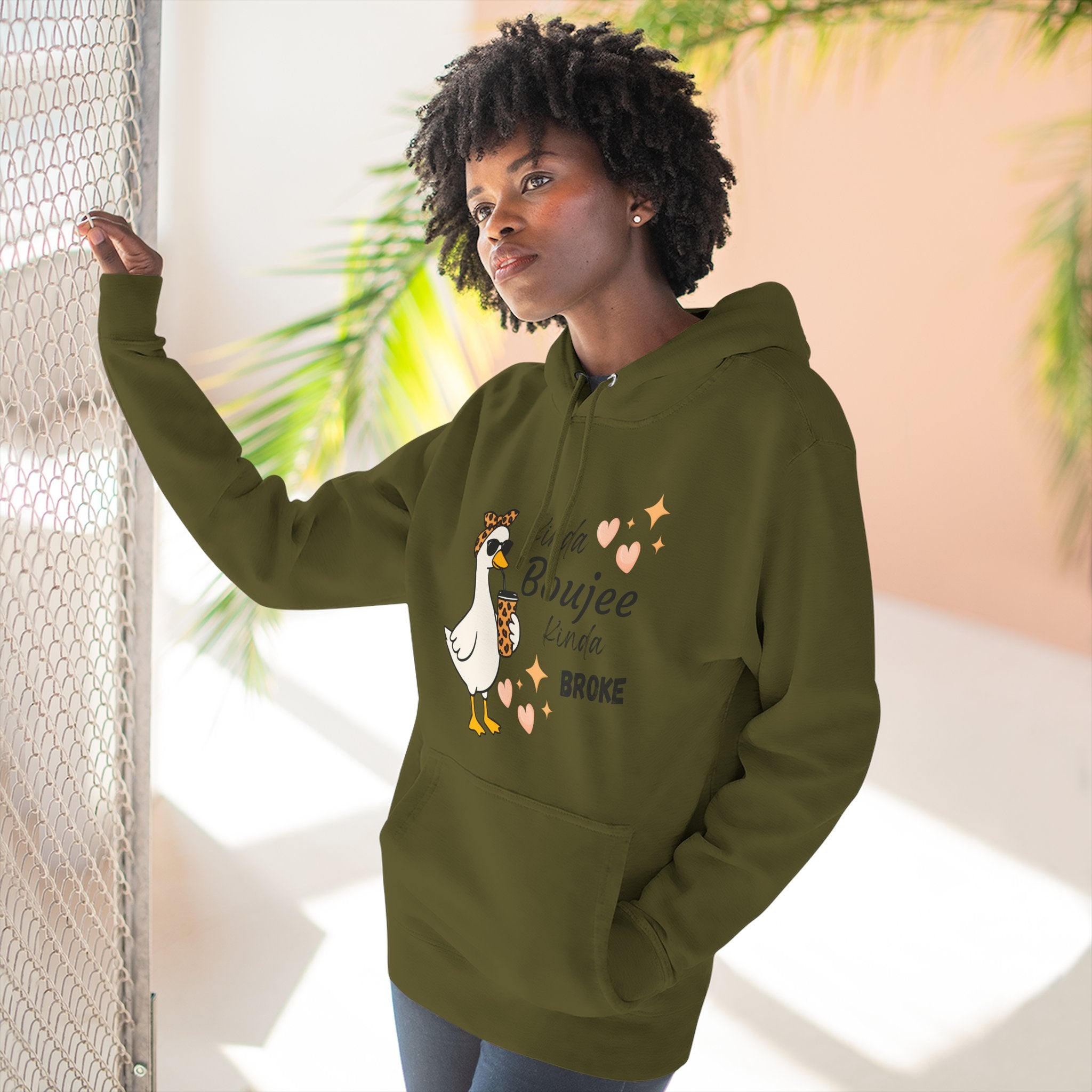 Duck Graphic Hoodie — "A Little Boujee, Kinda Broke" Cute Casual Pullover