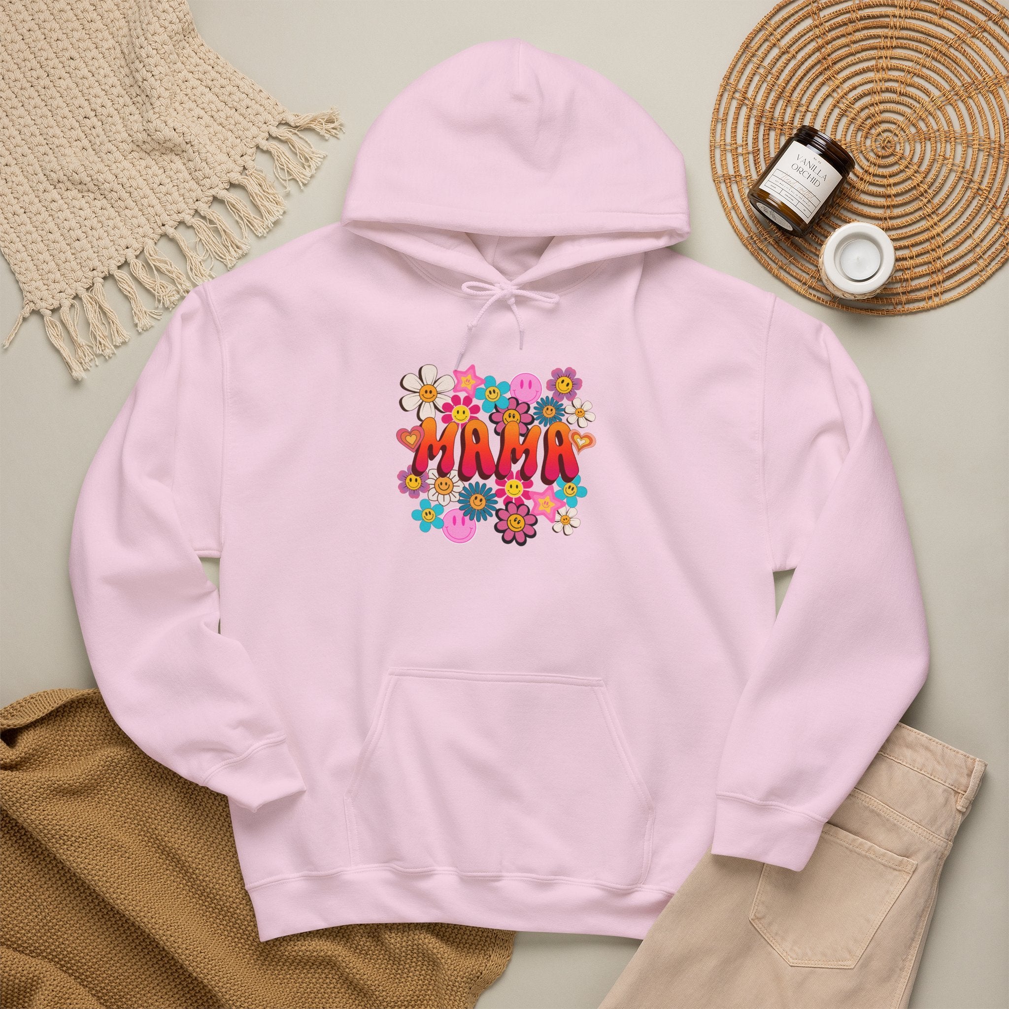 Mama Floral Hoodie — Retro Flower Power "Mama" Sweatshirt