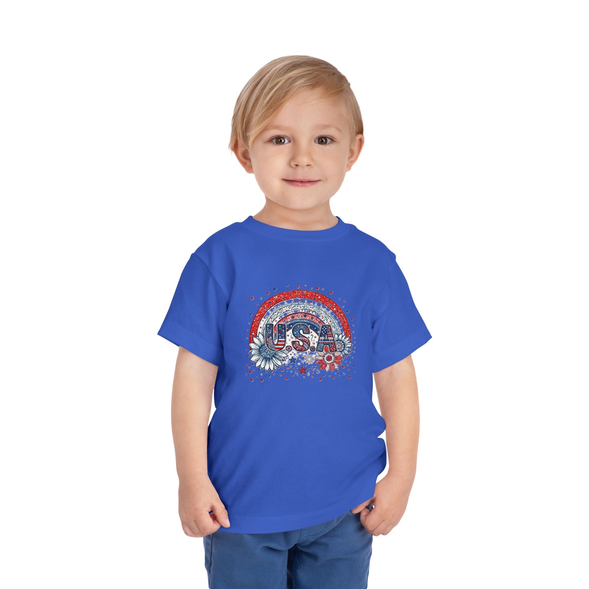 Toddler Tee — USA Rainbow Floral Patriotic 4th of July Shirt