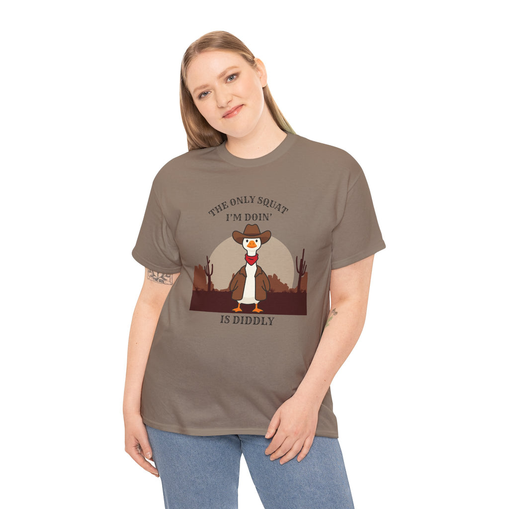 Cowboy Ferret Graphic Tee — "The Only Squat I'm Doin' Is Diddly" Cute Western Animal T-Shirt