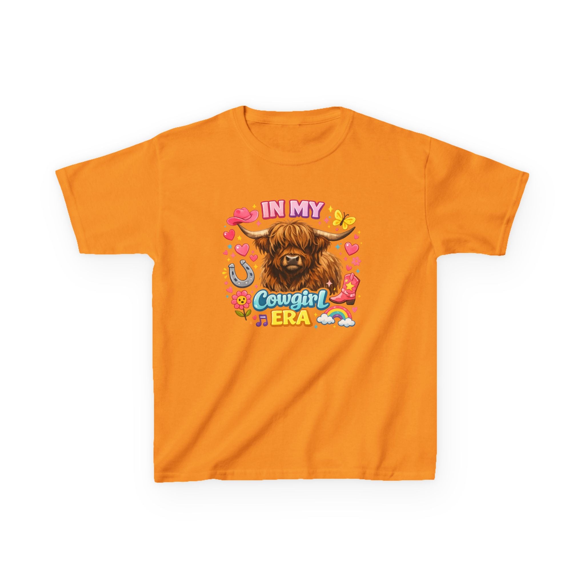 Kids Tee — "In My Cowgirl Era" Highland Cow Graphic