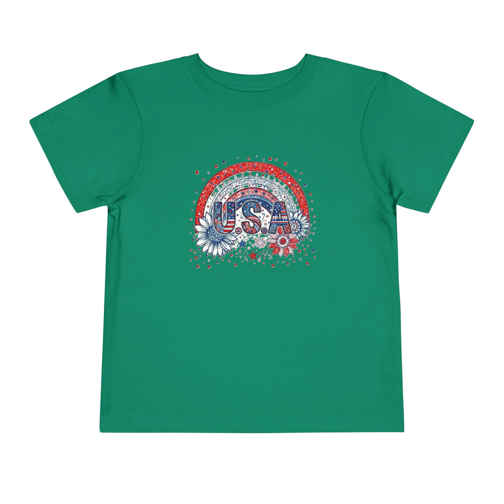 Toddler Tee — USA Rainbow Floral Patriotic 4th of July Shirt