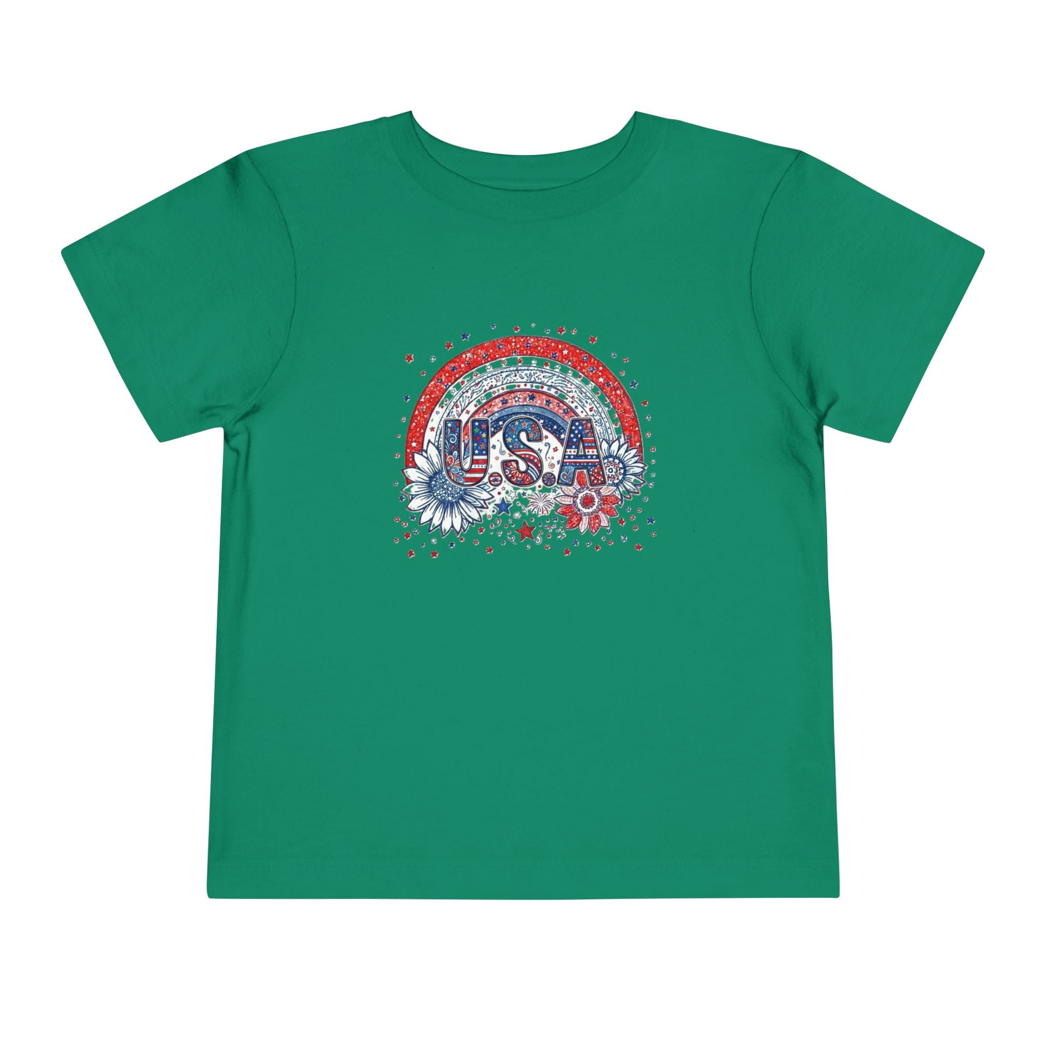 Toddler Tee — USA Rainbow Floral Patriotic 4th of July Shirt