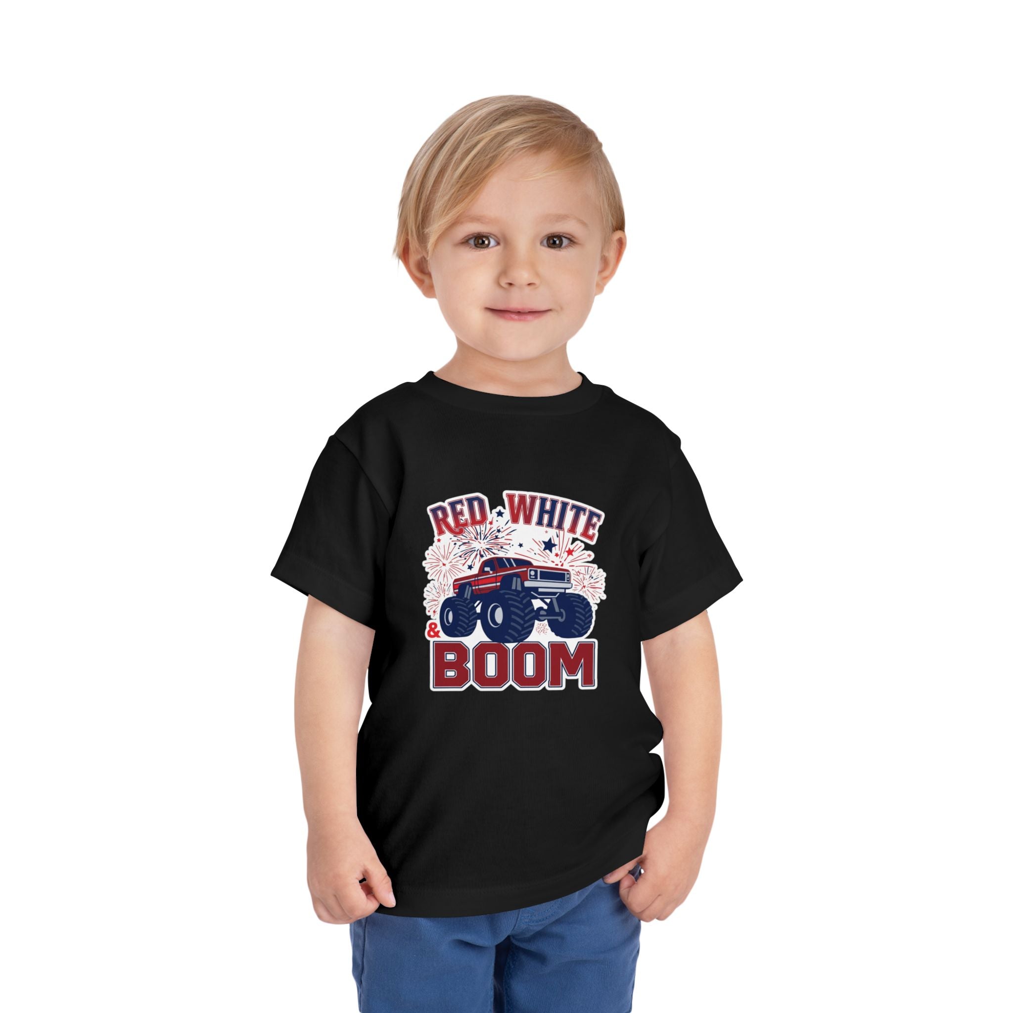 Toddler Tee - "Red, White & Boom" Monster Truck 4th of July Shirt